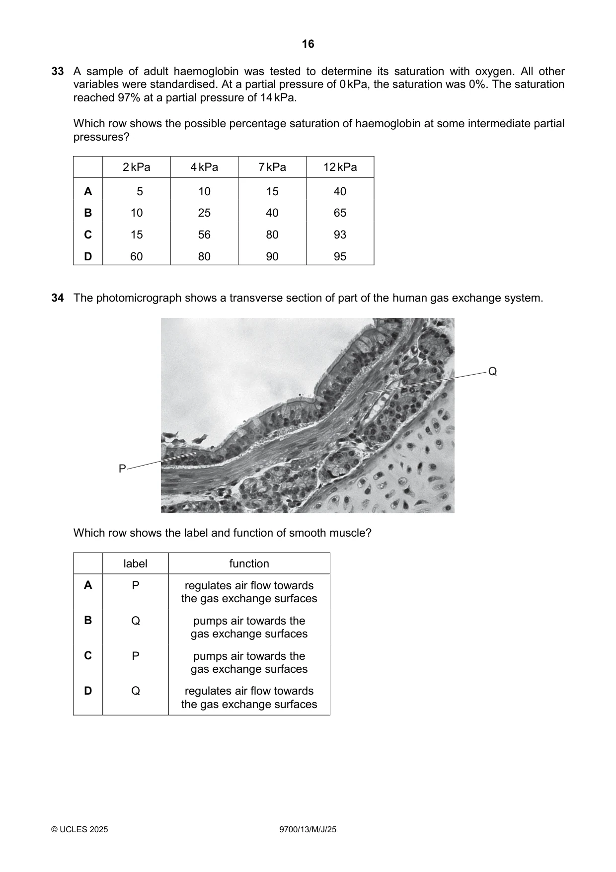 Cambridge A Level Biology 9700 2025 May/June Paper 1 · Variant 3 question paper, page 16 of 20