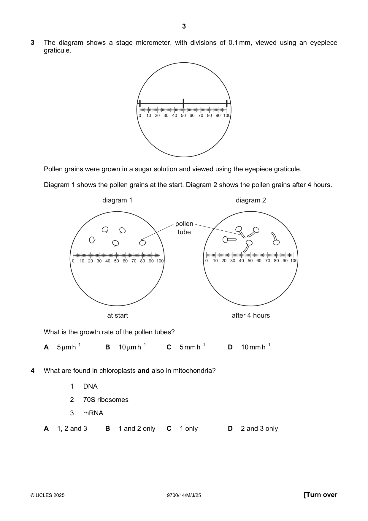 Cambridge A Level Biology 9700 2025 May/June Paper 1 · Variant 4 question paper, page 3 of 20