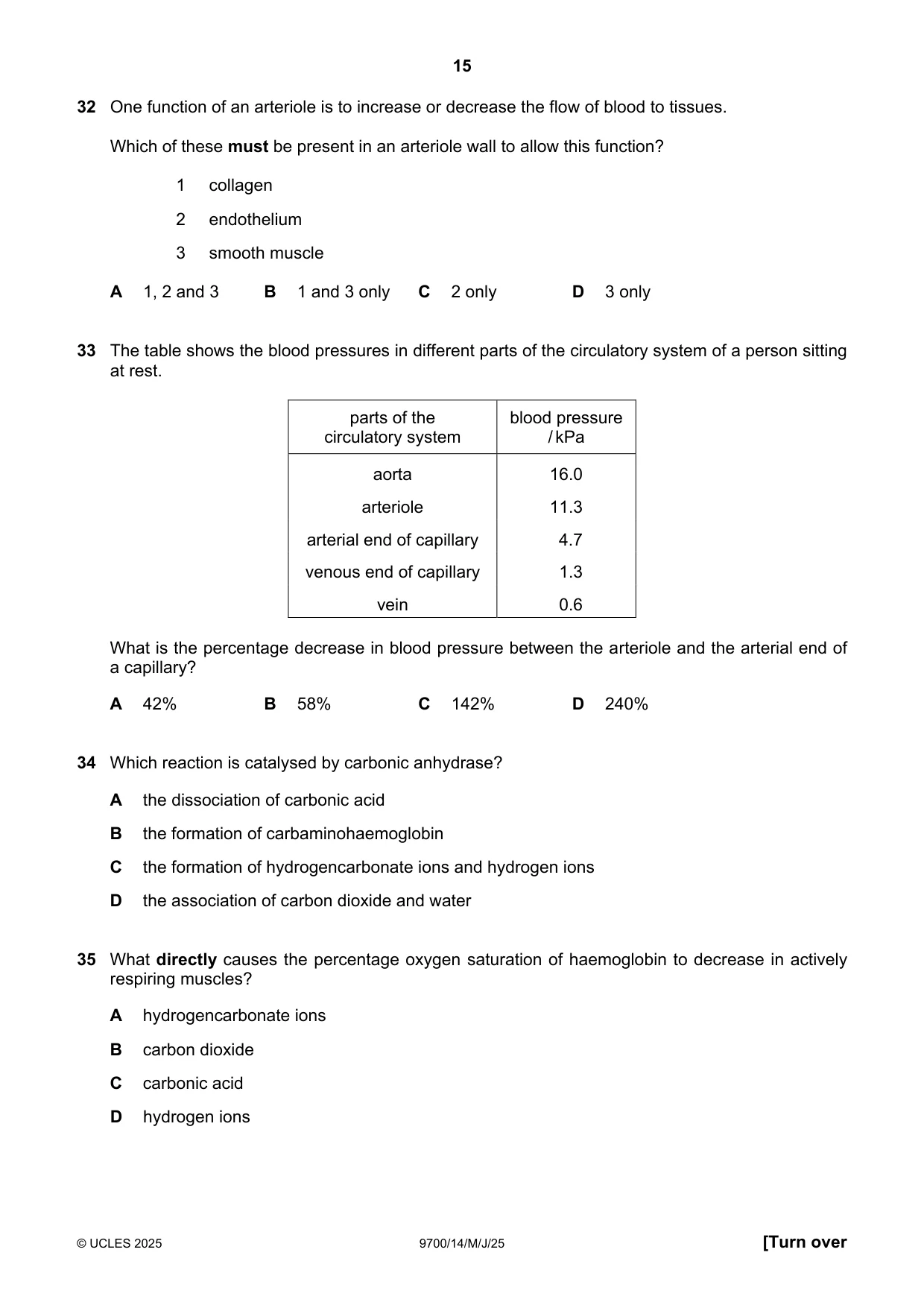 Cambridge A Level Biology 9700 2025 May/June Paper 1 · Variant 4 question paper, page 15 of 20