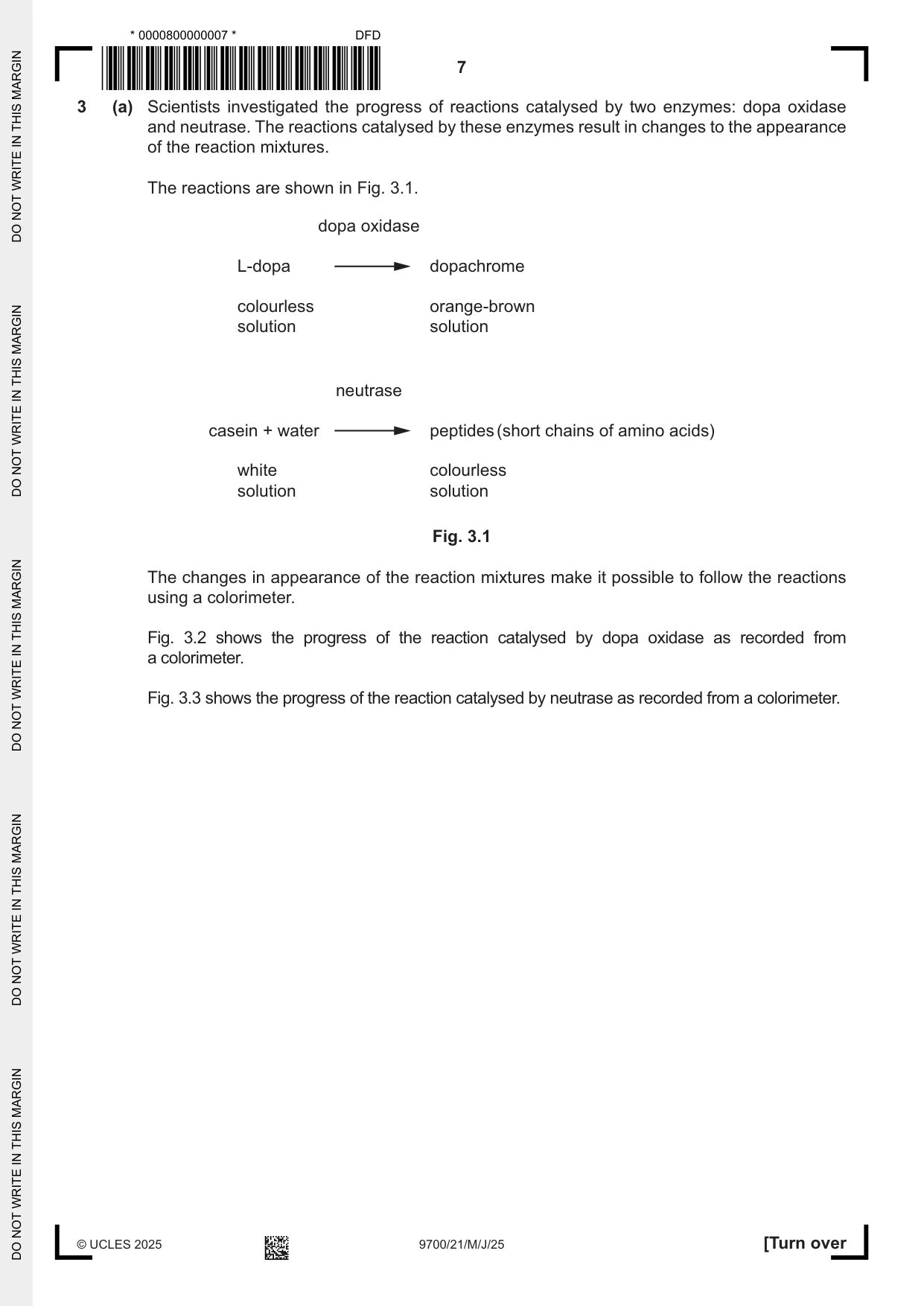 Cambridge A Level Biology 9700 2025 May/June Paper 2 · Variant 1 question paper, page 7 of 20