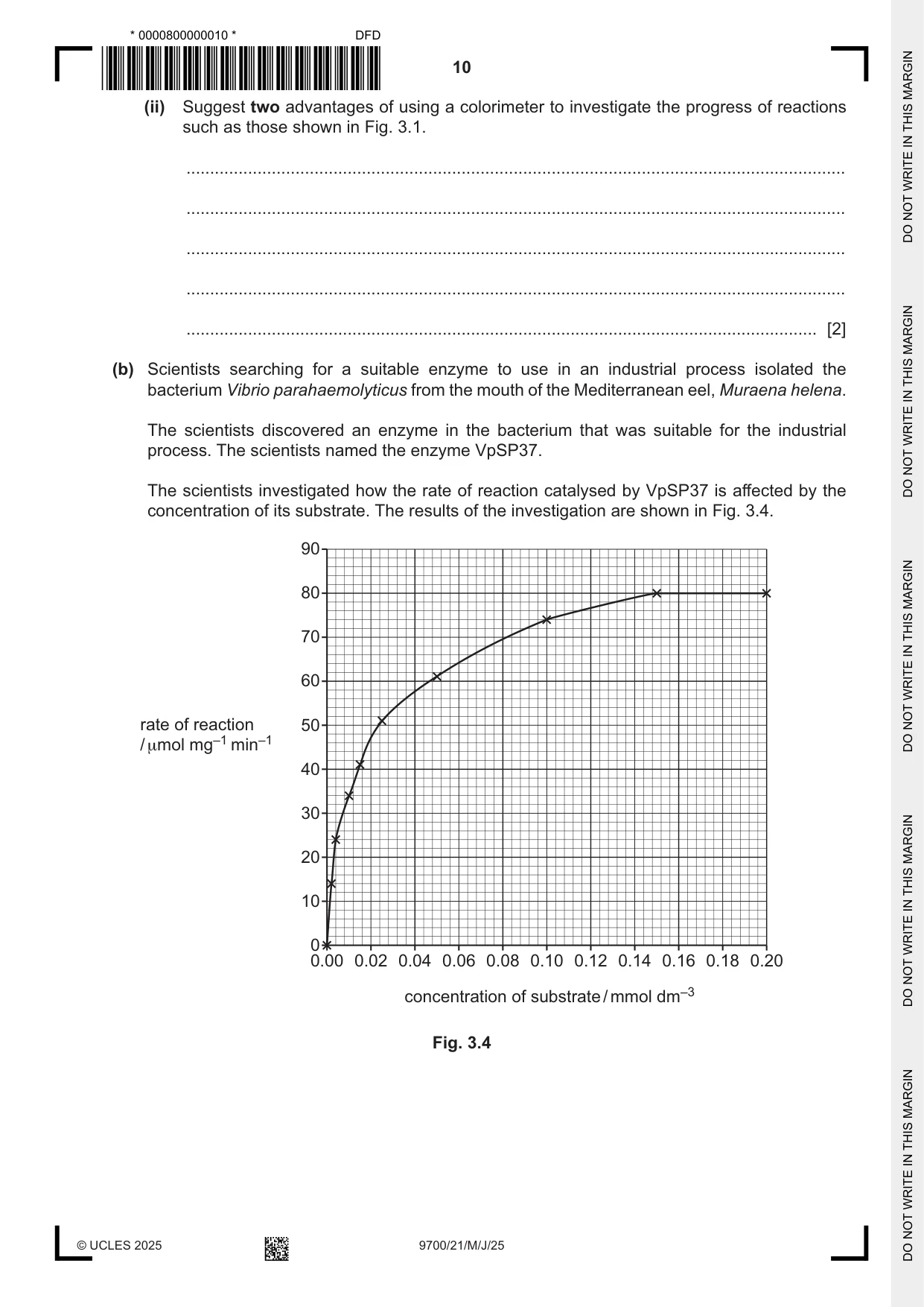 Cambridge A Level Biology 9700 2025 May/June Paper 2 · Variant 1 question paper, page 10 of 20