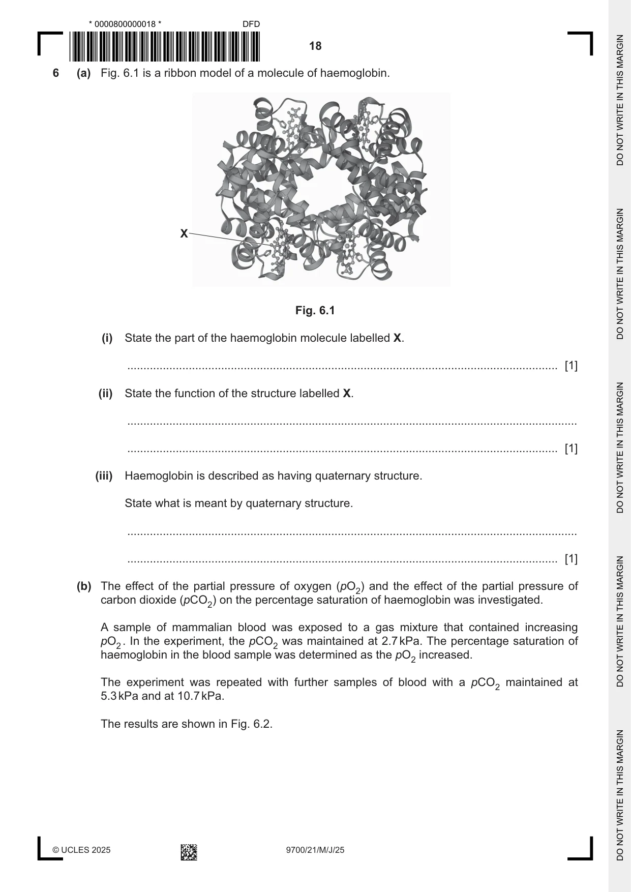 Cambridge A Level Biology 9700 2025 May/June Paper 2 · Variant 1 question paper, page 18 of 20