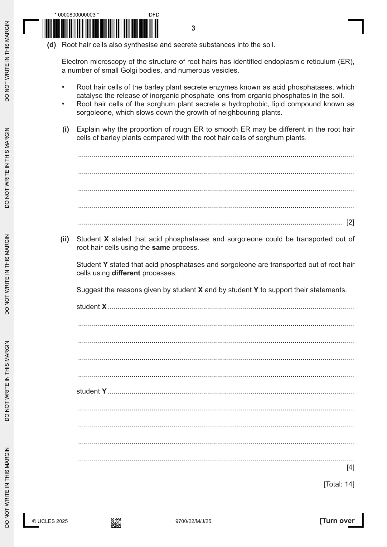 Cambridge A Level Biology 9700 2025 May/June Paper 2 · Variant 2 question paper, page 3 of 16
