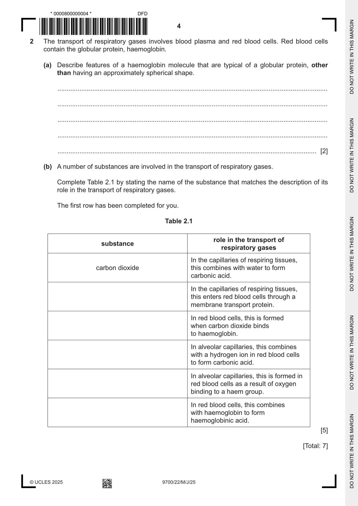 Cambridge A Level Biology 9700 2025 May/June Paper 2 · Variant 2 question paper, page 4 of 16