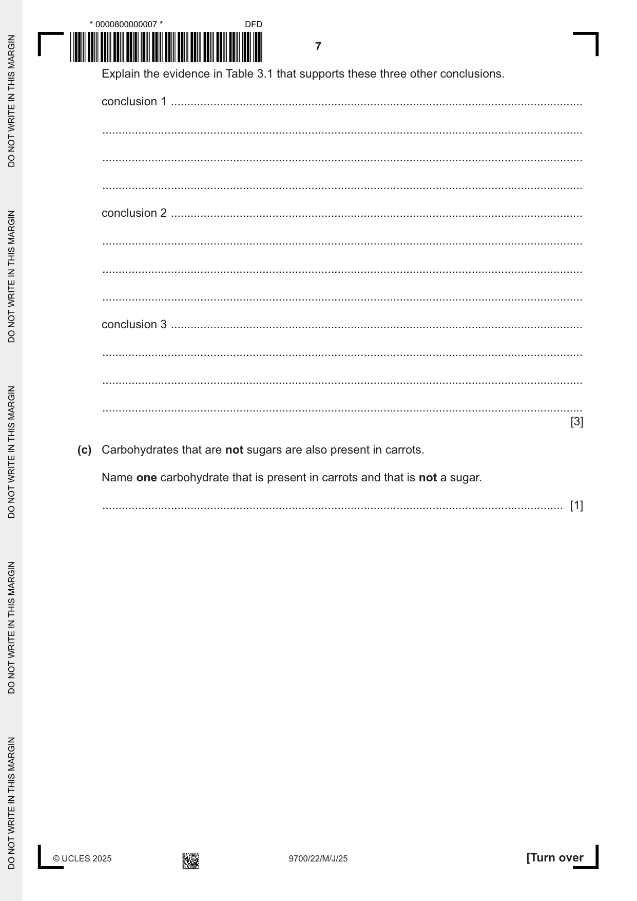 Cambridge A Level Biology 9700 2025 May/June Paper 2 · Variant 2 question paper, page 7 of 16