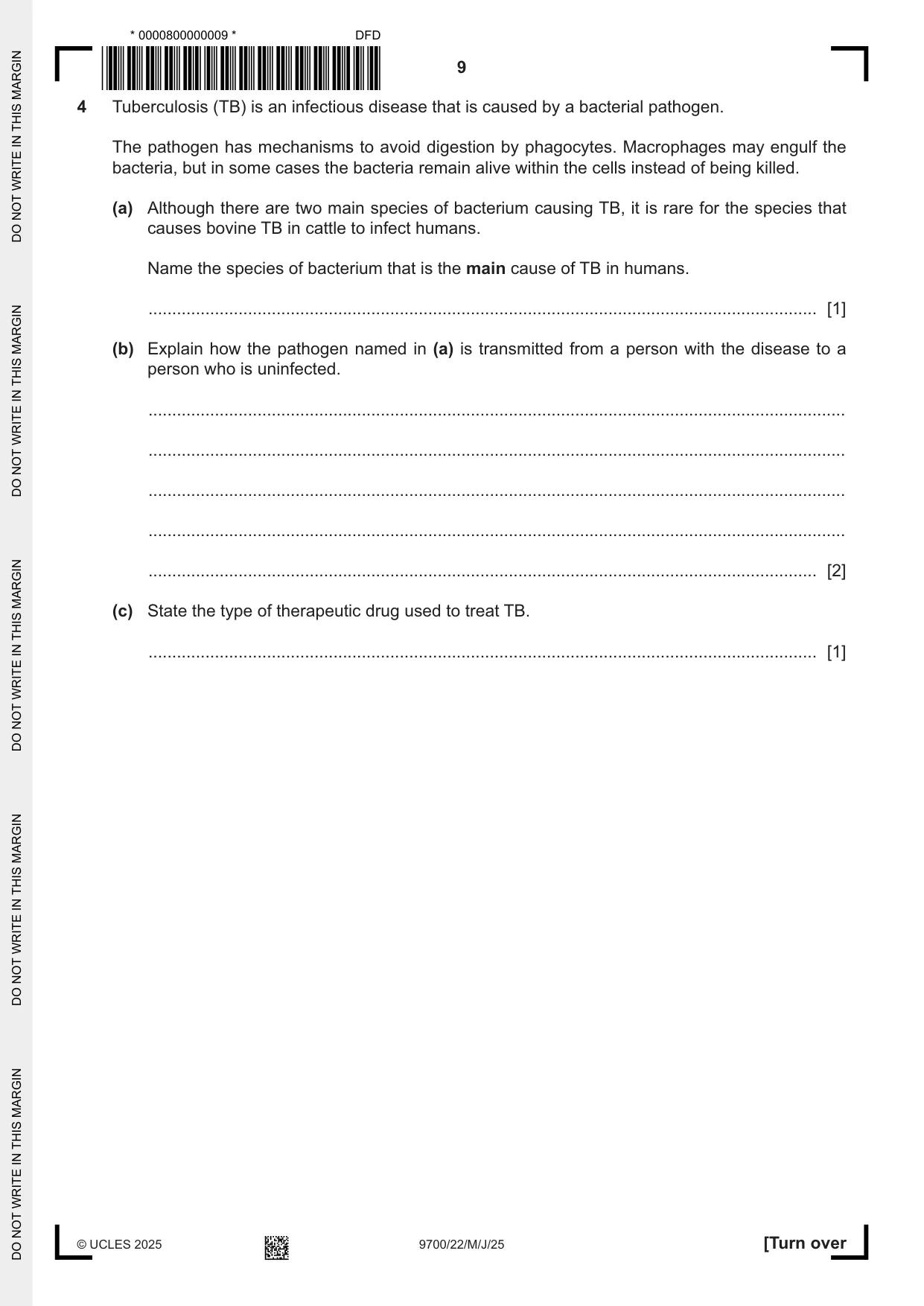 Cambridge A Level Biology 9700 2025 May/June Paper 2 · Variant 2 question paper, page 9 of 16