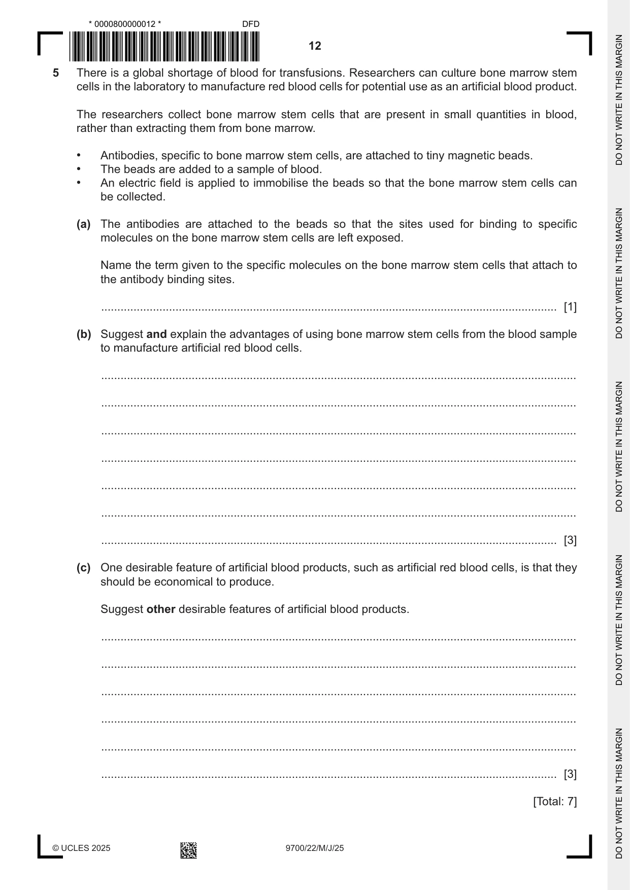 Cambridge A Level Biology 9700 2025 May/June Paper 2 · Variant 2 question paper, page 12 of 16