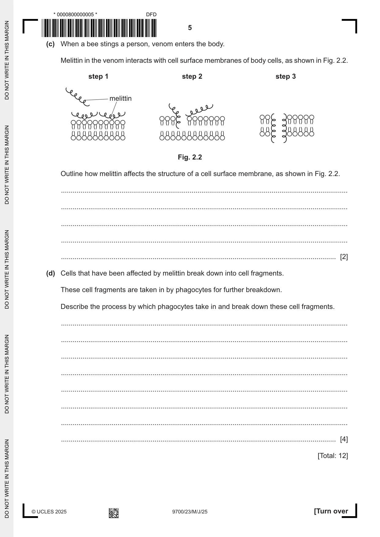 Cambridge A Level Biology 9700 2025 May/June Paper 2 · Variant 3 question paper, page 5 of 16