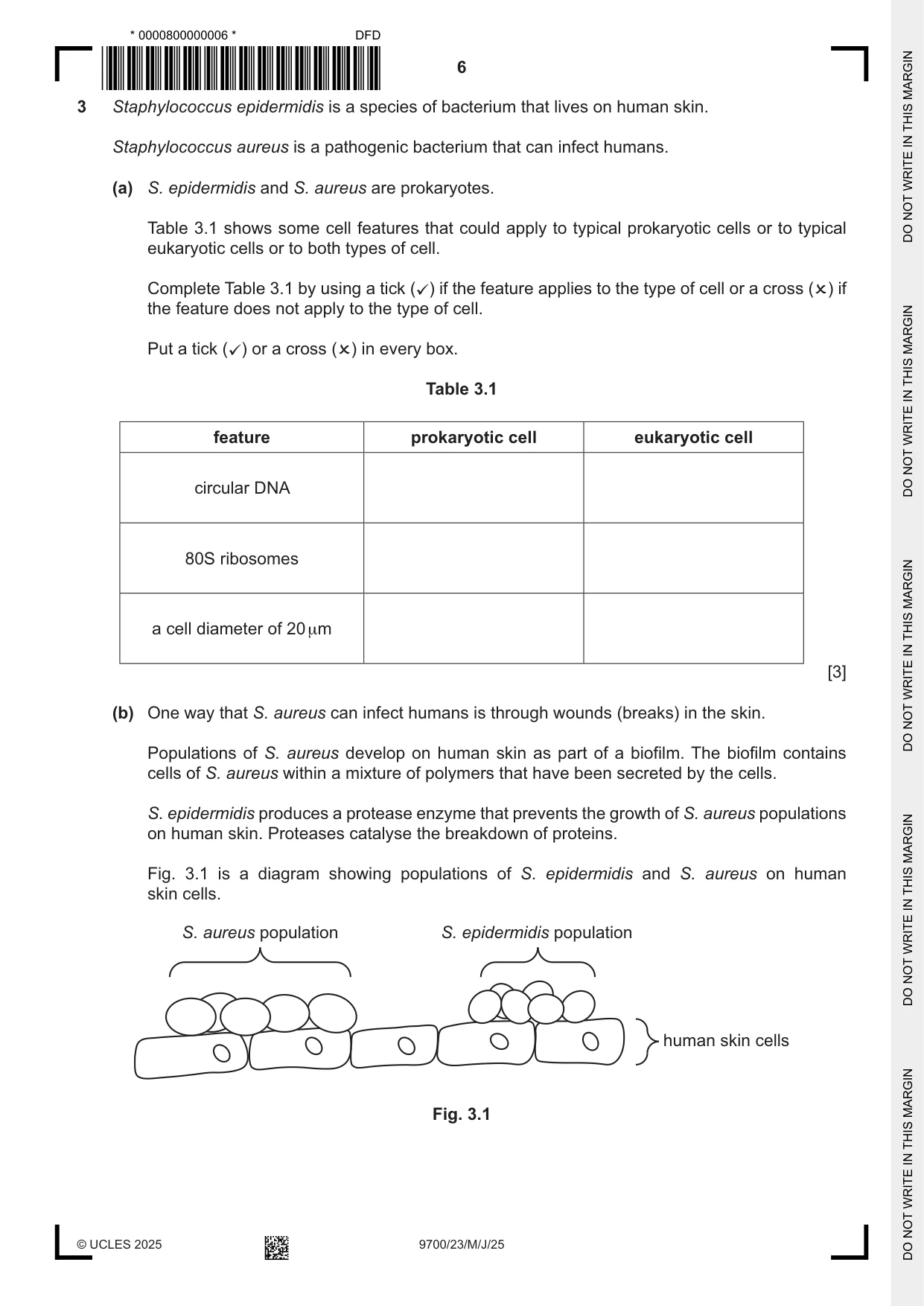 Cambridge A Level Biology 9700 2025 May/June Paper 2 · Variant 3 question paper, page 6 of 16