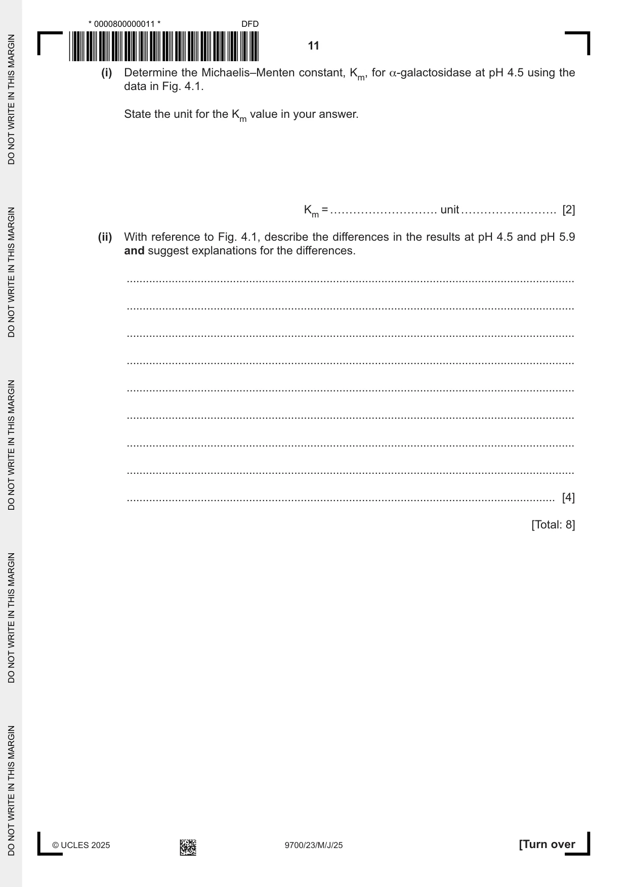 Cambridge A Level Biology 9700 2025 May/June Paper 2 · Variant 3 question paper, page 11 of 16