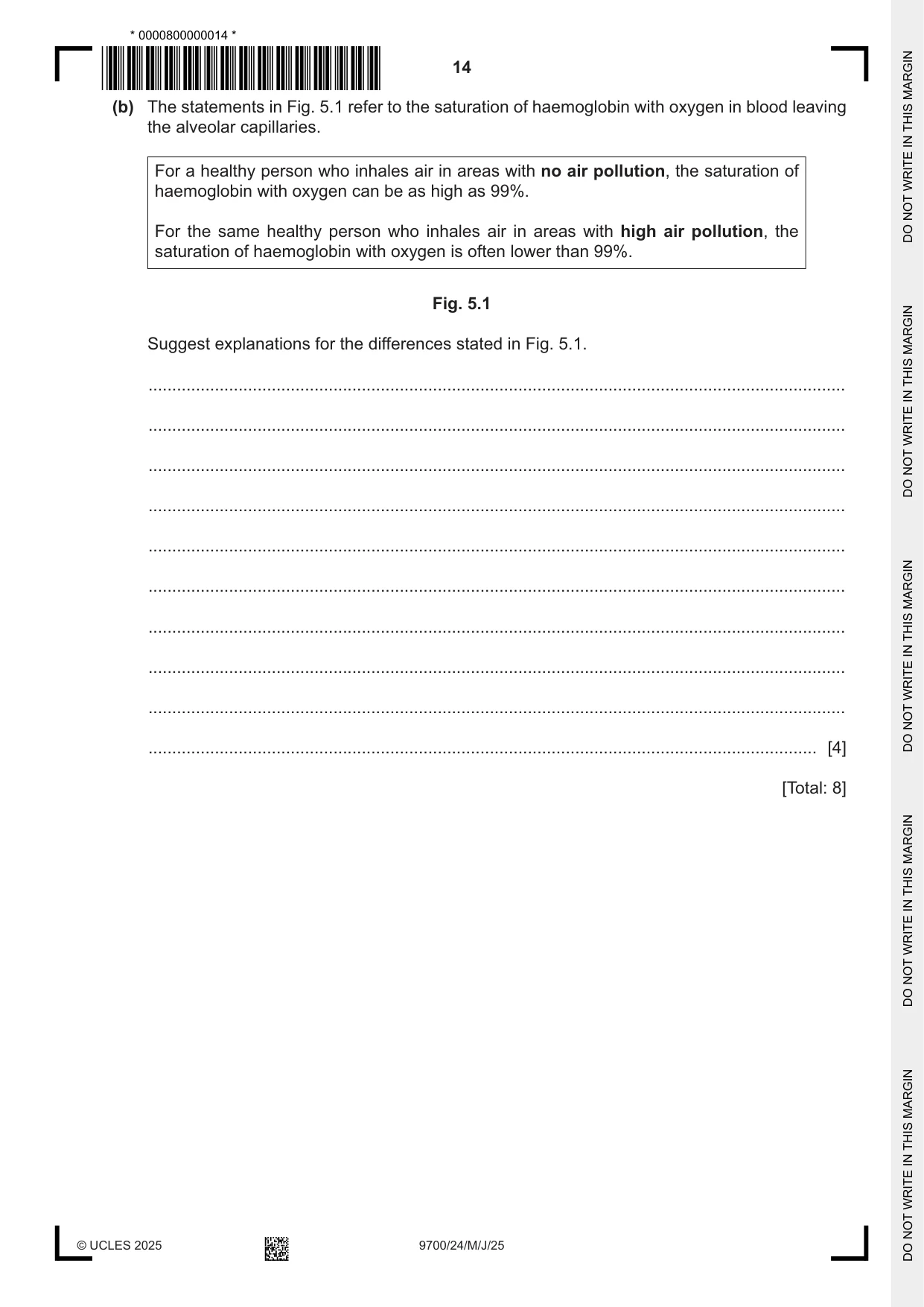 Cambridge A Level Biology 9700 2025 May/June Paper 2 · Variant 4 question paper, page 14 of 16