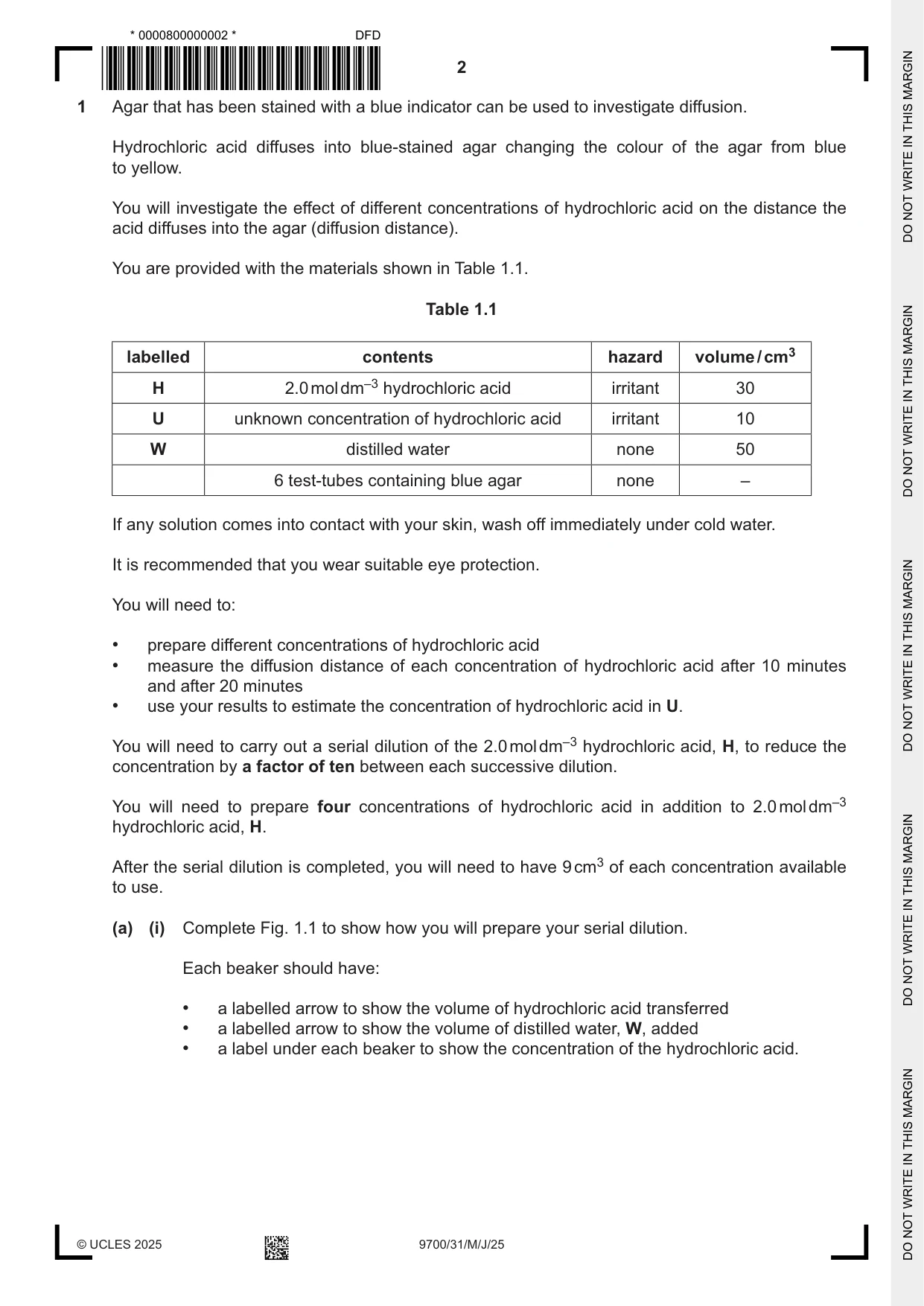 Cambridge A Level Biology 9700 2025 May/June Paper 3 · Variant 1 question paper, page 2 of 16