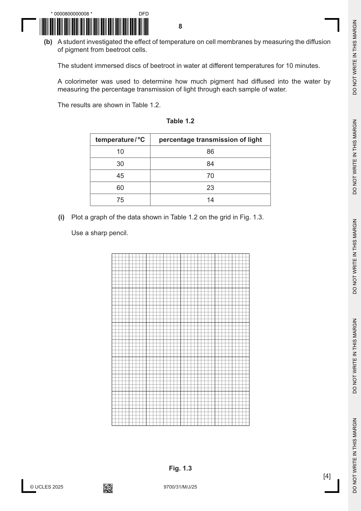 Cambridge A Level Biology 9700 2025 May/June Paper 3 · Variant 1 question paper, page 8 of 16