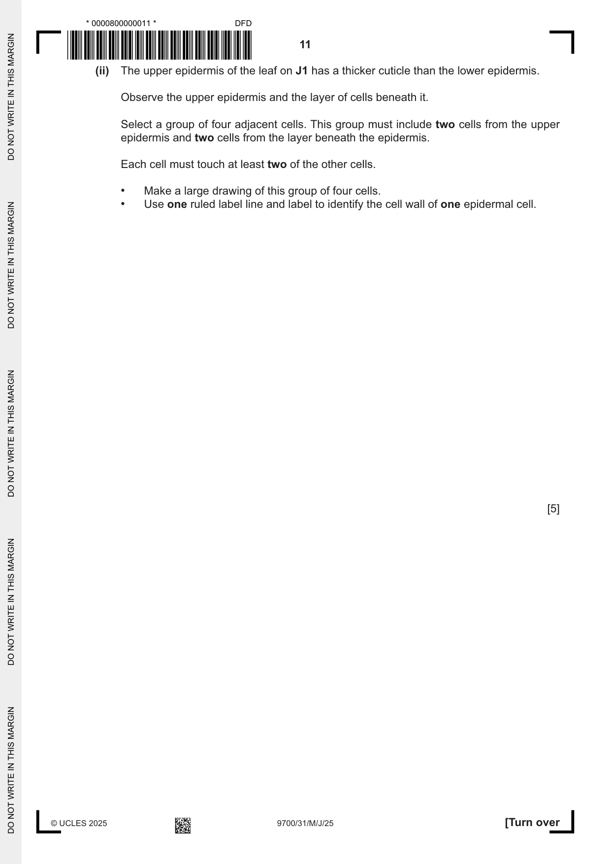 Cambridge A Level Biology 9700 2025 May/June Paper 3 · Variant 1 question paper, page 11 of 16