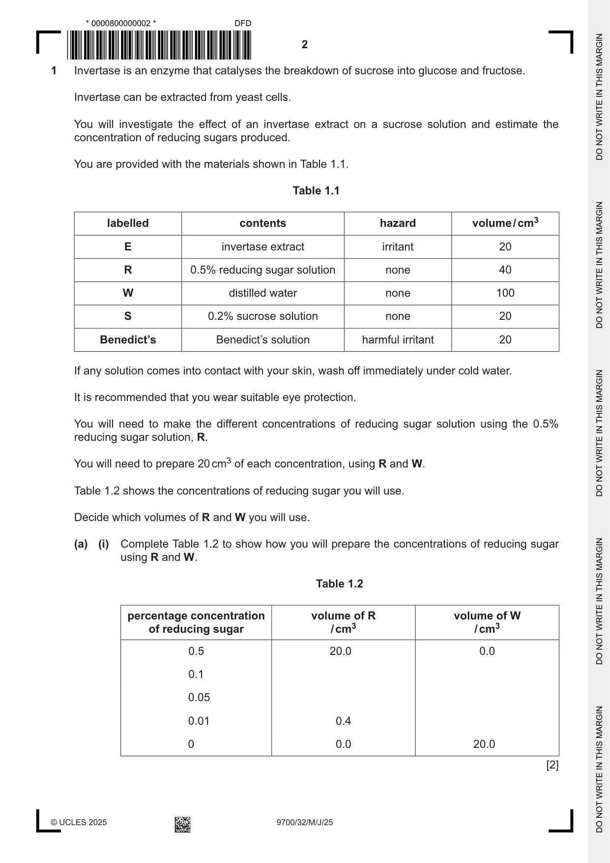 Cambridge A Level Biology 9700 2025 May/June Paper 3 · Variant 2 question paper, page 2 of 12