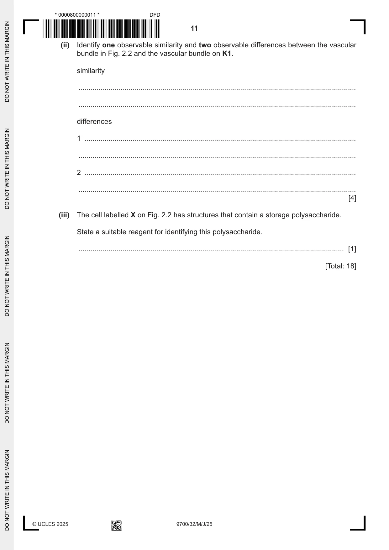 Cambridge A Level Biology 9700 2025 May/June Paper 3 · Variant 2 question paper, page 11 of 12