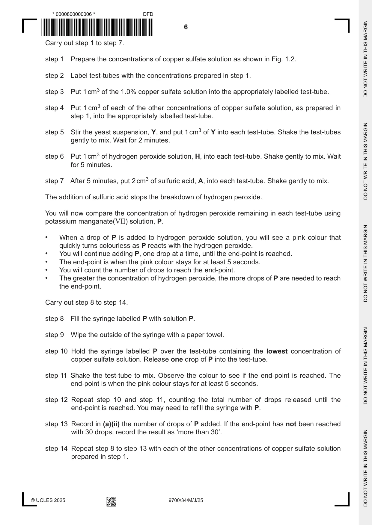 Cambridge A Level Biology 9700 2025 May/June Paper 3 · Variant 4 question paper, page 6 of 16