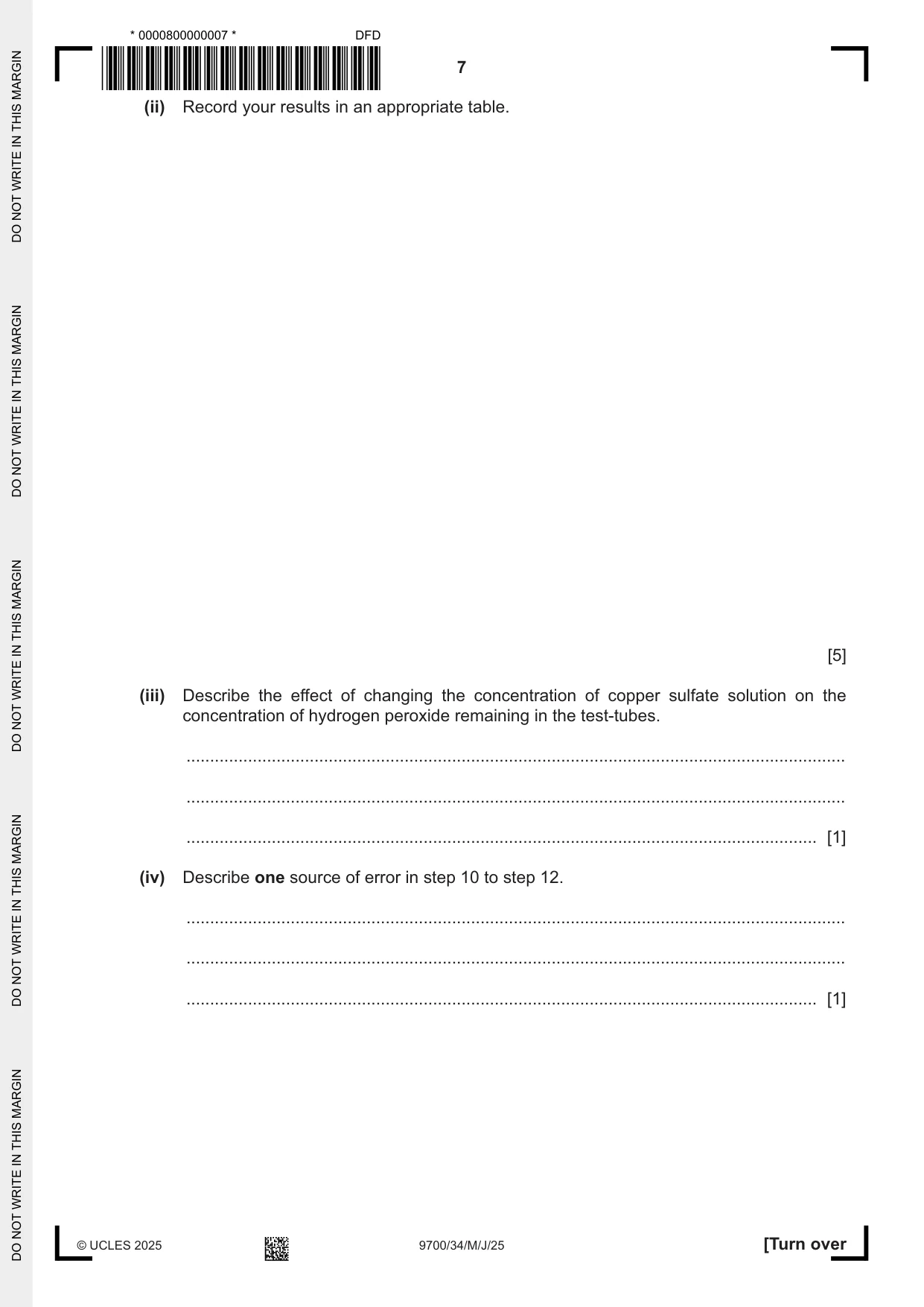 Cambridge A Level Biology 9700 2025 May/June Paper 3 · Variant 4 question paper, page 7 of 16