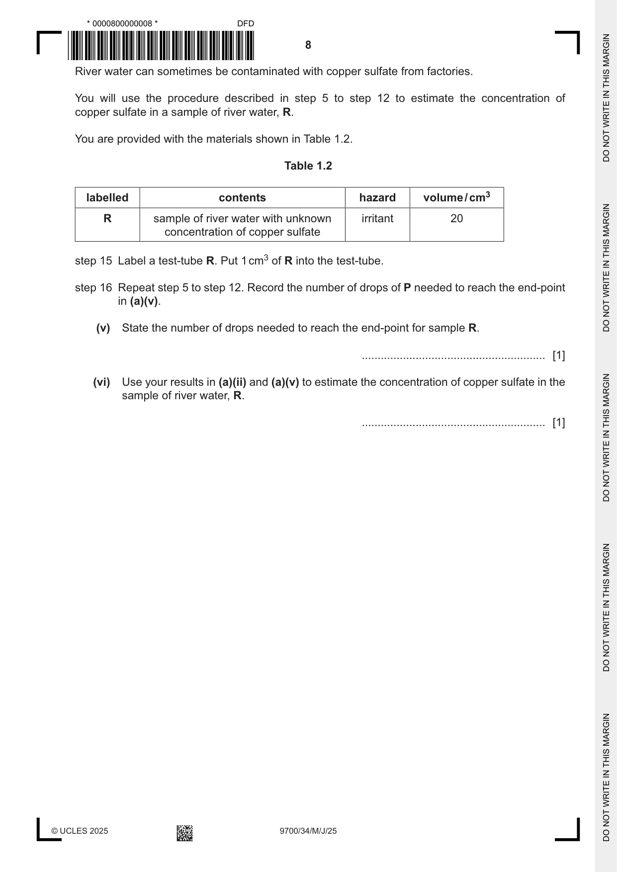 Cambridge A Level Biology 9700 2025 May/June Paper 3 · Variant 4 question paper, page 8 of 16