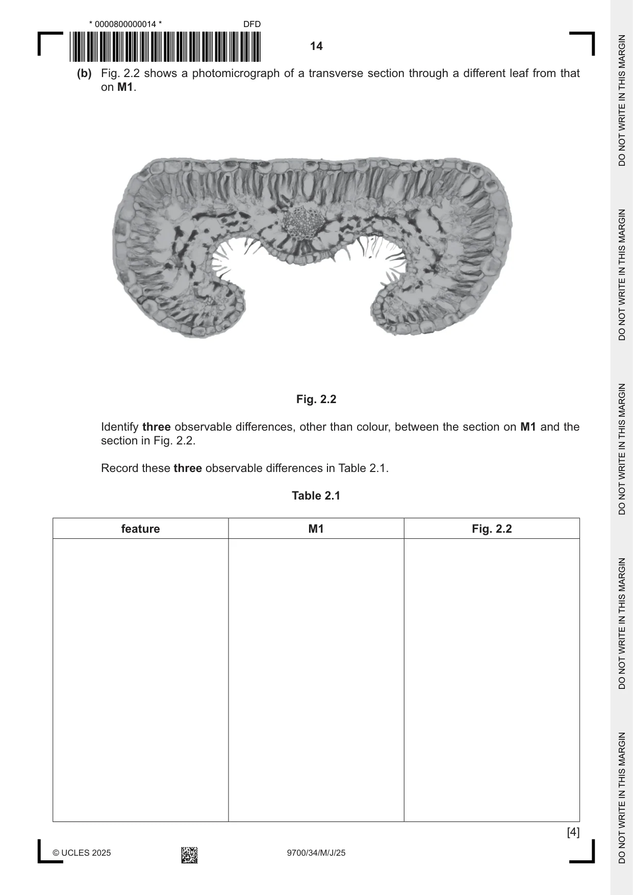 Cambridge A Level Biology 9700 2025 May/June Paper 3 · Variant 4 question paper, page 14 of 16