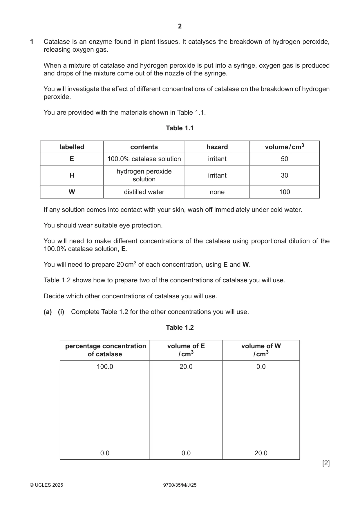 Cambridge A Level Biology 9700 2025 May/June Paper 3 · Variant 5 question paper, page 2 of 12