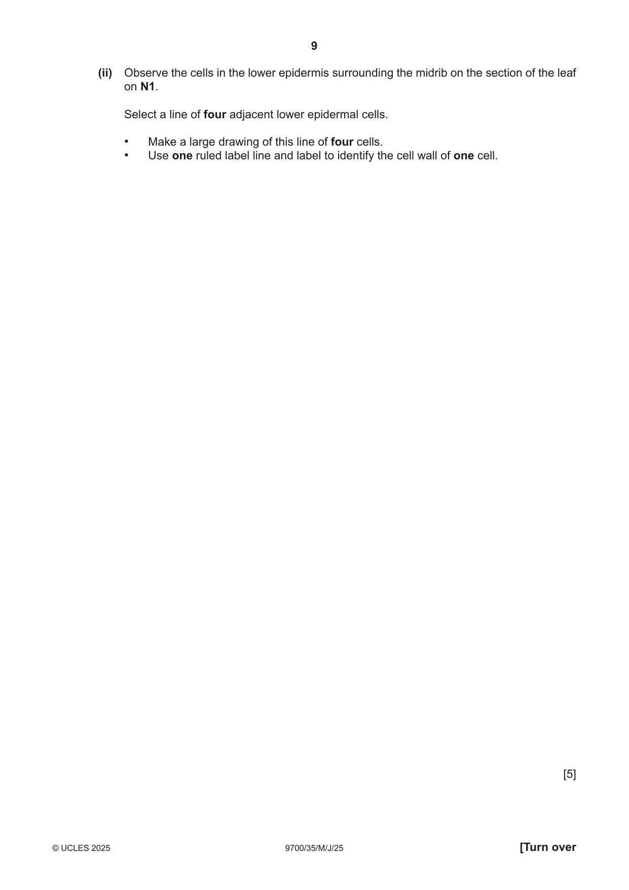 Cambridge A Level Biology 9700 2025 May/June Paper 3 · Variant 5 question paper, page 9 of 12