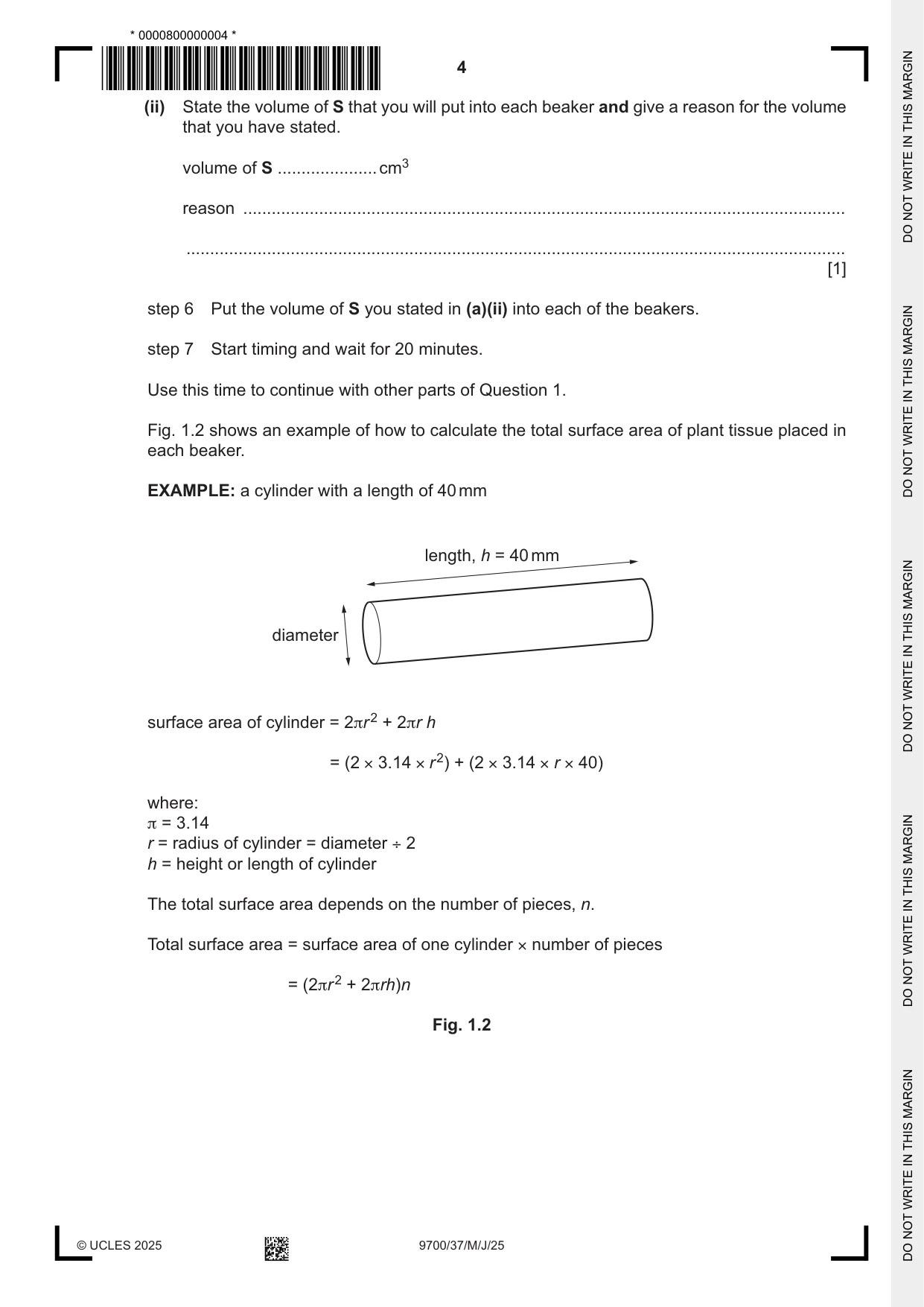 Cambridge A Level Biology 9700 2025 May/June Paper 3 · Variant 7 question paper, page 4 of 16