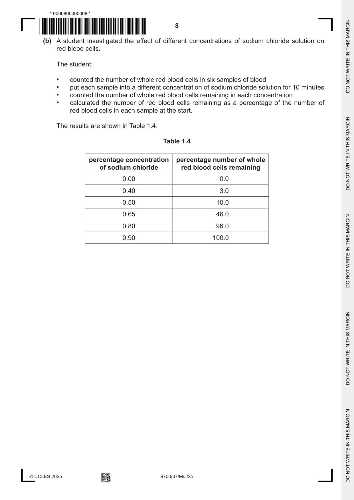 Cambridge A Level Biology 9700 2025 May/June Paper 3 · Variant 7 question paper, page 8 of 16