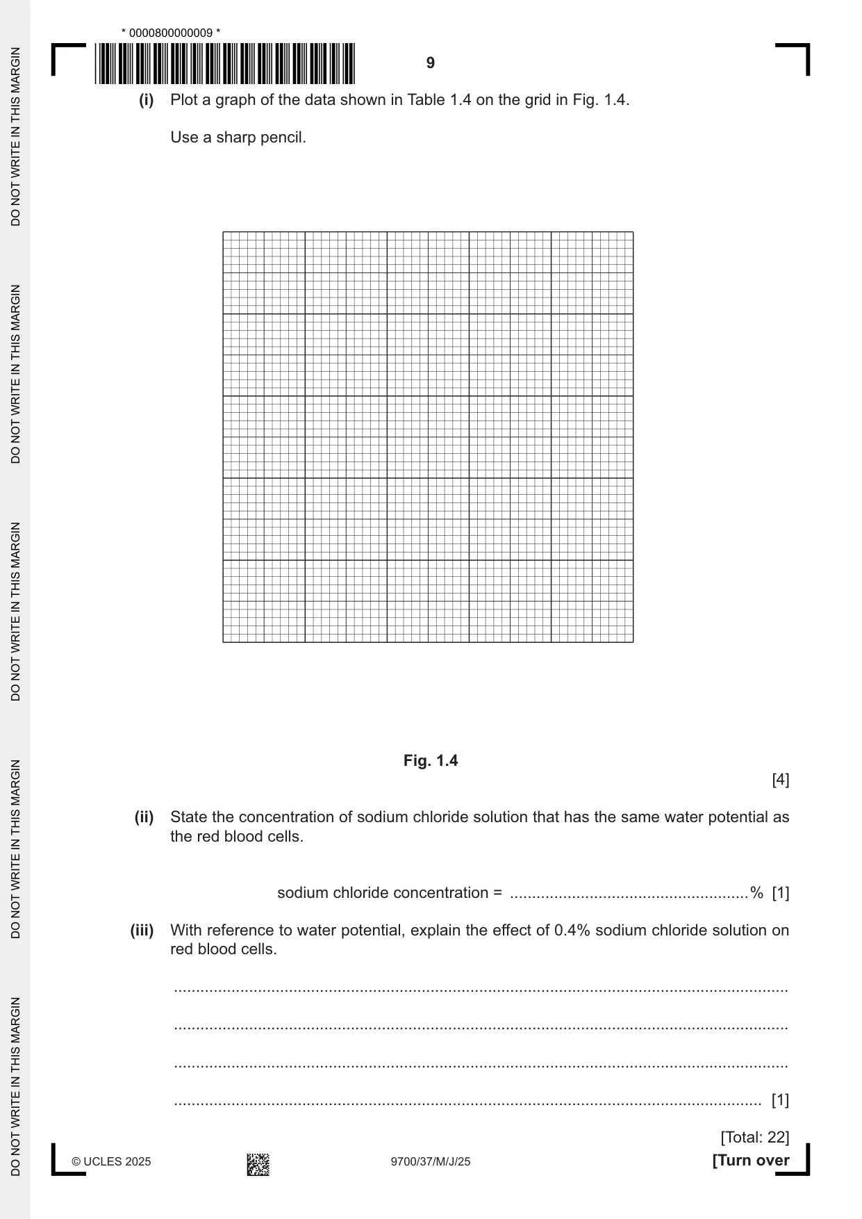Cambridge A Level Biology 9700 2025 May/June Paper 3 · Variant 7 question paper, page 9 of 16