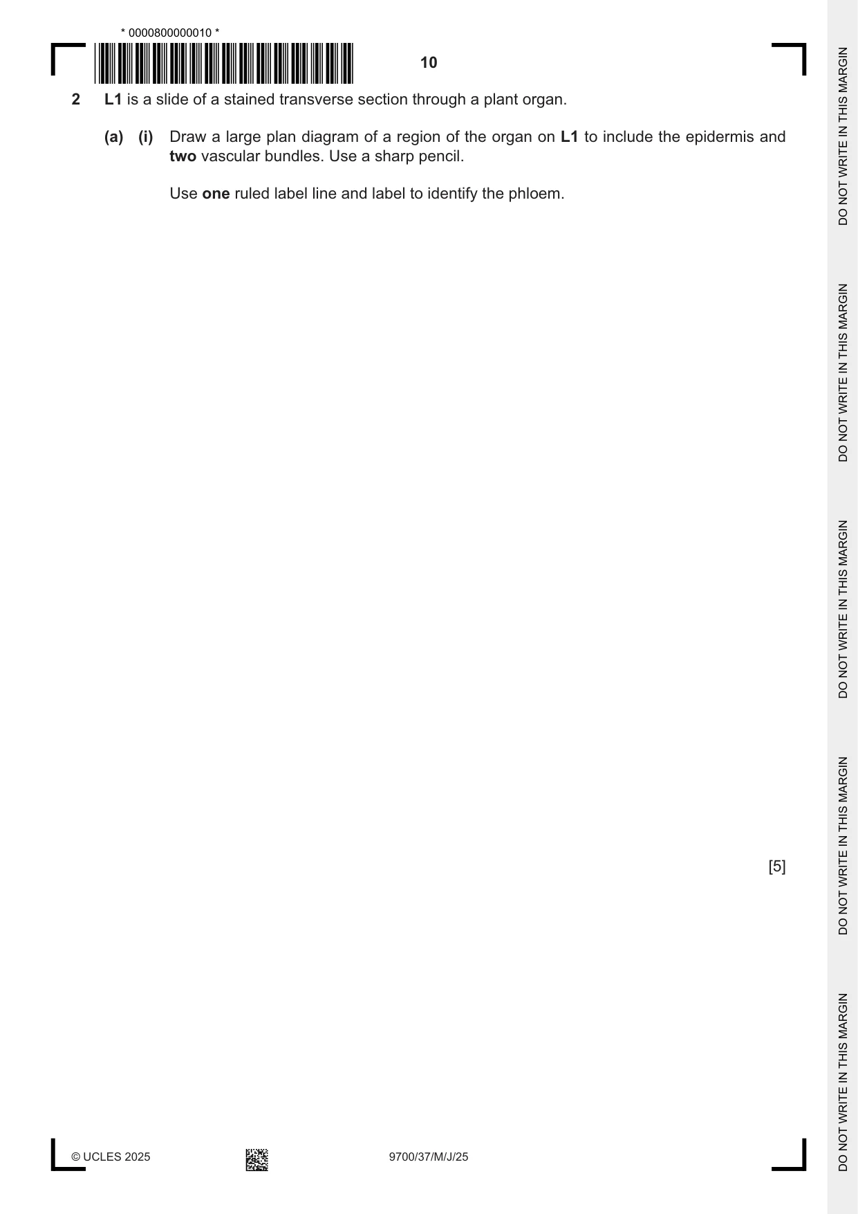 Cambridge A Level Biology 9700 2025 May/June Paper 3 · Variant 7 question paper, page 10 of 16