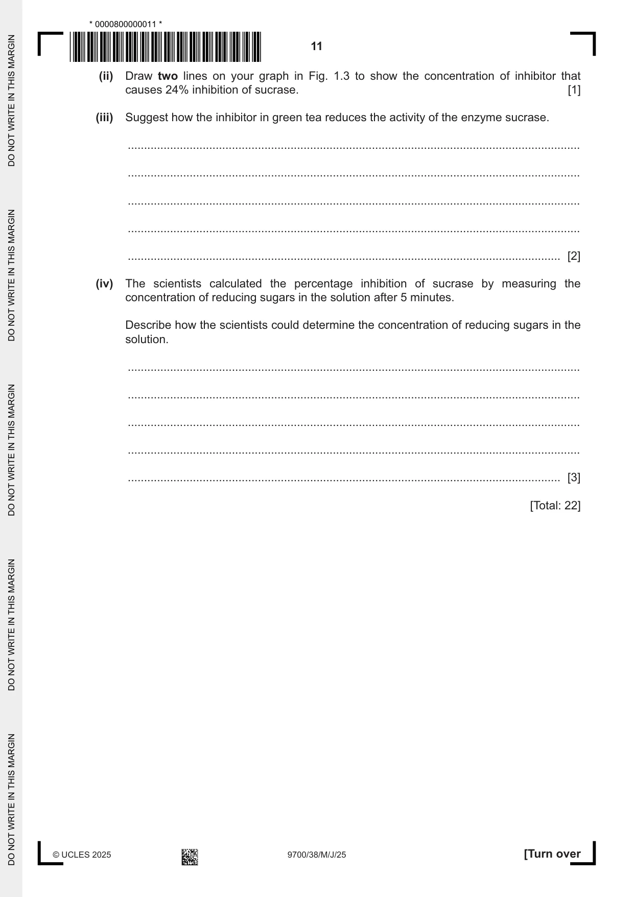 Cambridge A Level Biology 9700 2025 May/June Paper 3 · Variant 8 question paper, page 11 of 16
