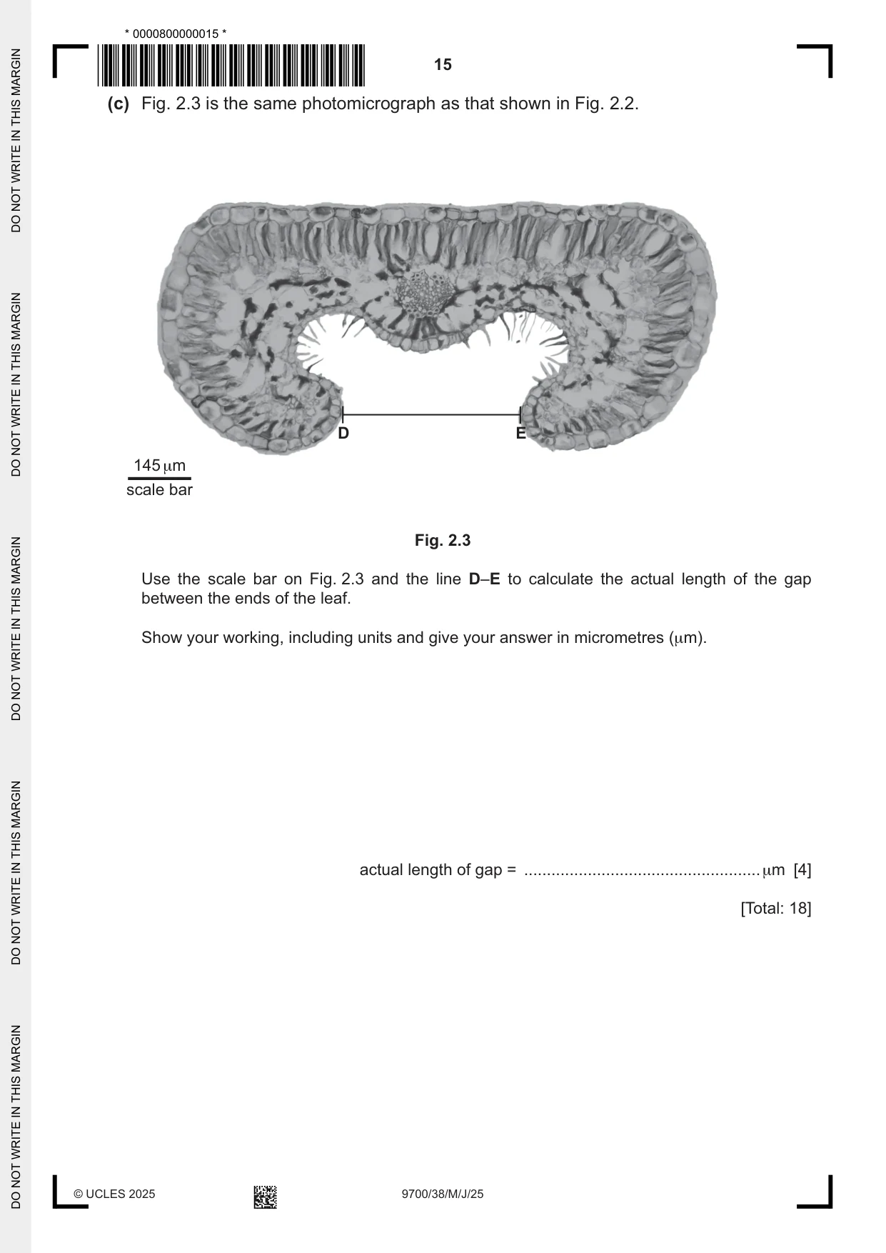 Cambridge A Level Biology 9700 2025 May/June Paper 3 · Variant 8 question paper, page 15 of 16