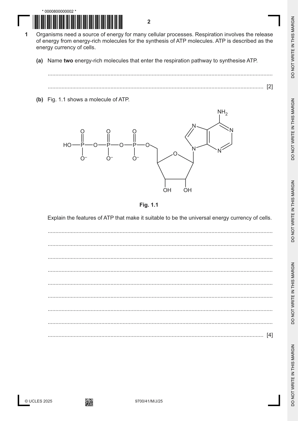 Cambridge A Level Biology 9700 2025 May/June Paper 4 · Variant 1 question paper, page 2 of 24
