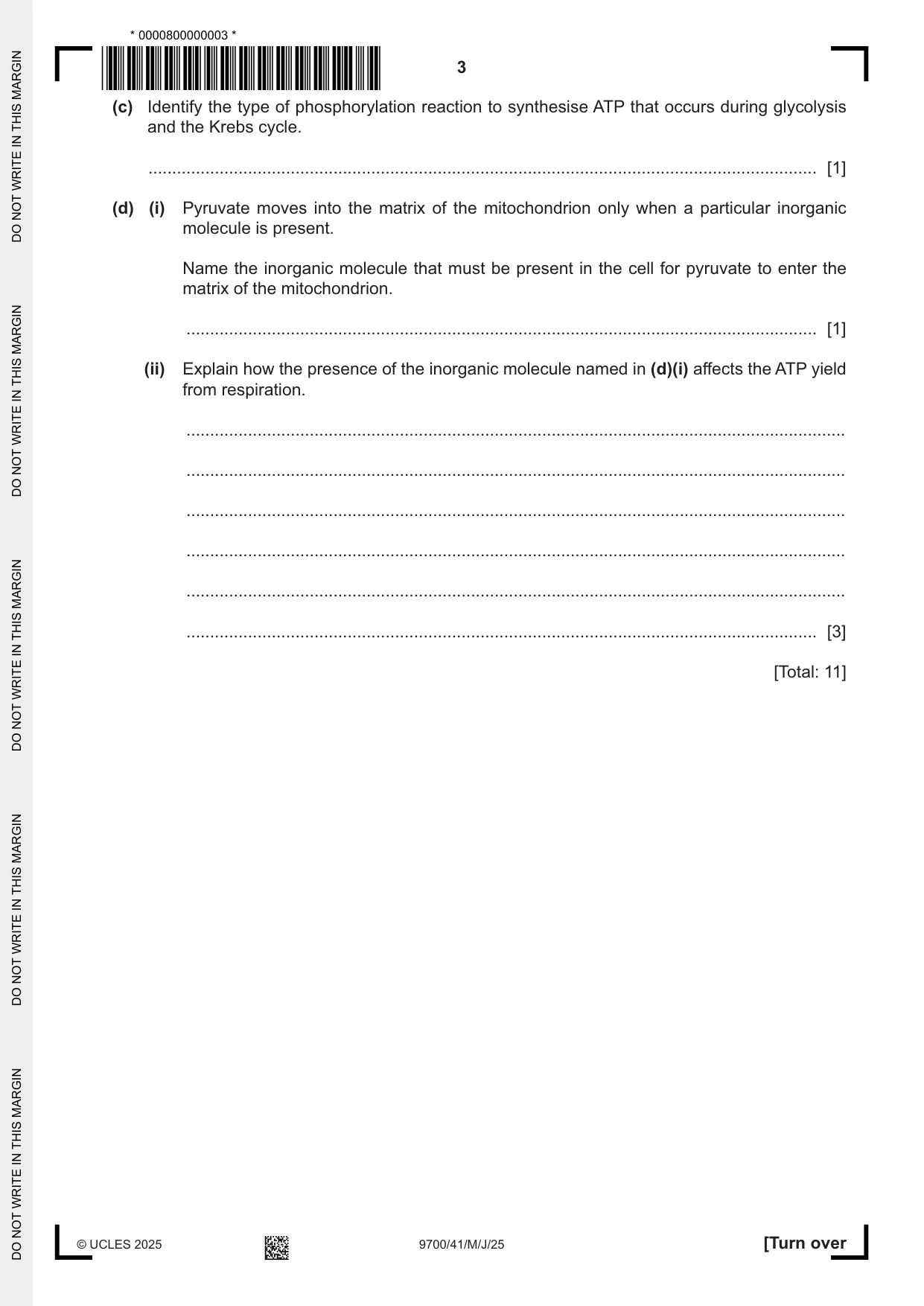 Cambridge A Level Biology 9700 2025 May/June Paper 4 · Variant 1 question paper, page 3 of 24