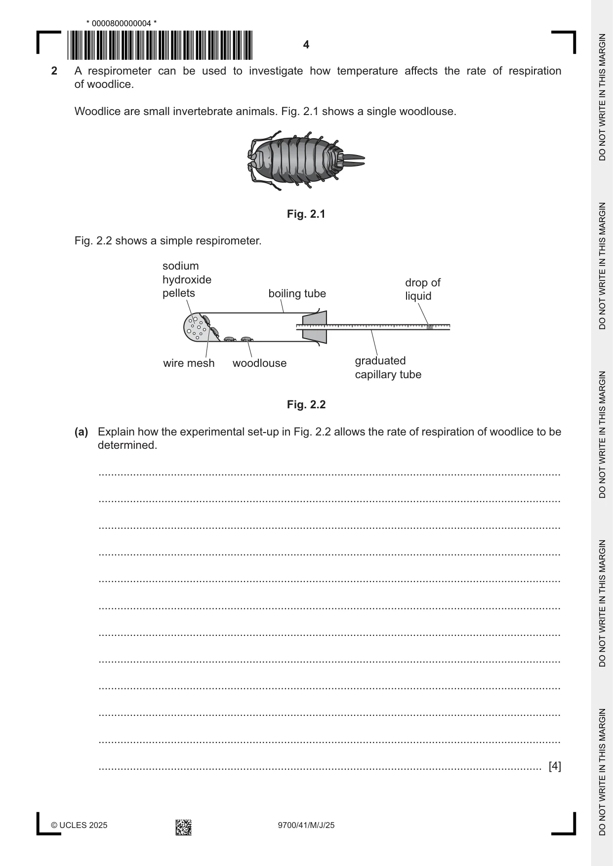 Cambridge A Level Biology 9700 2025 May/June Paper 4 · Variant 1 question paper, page 4 of 24