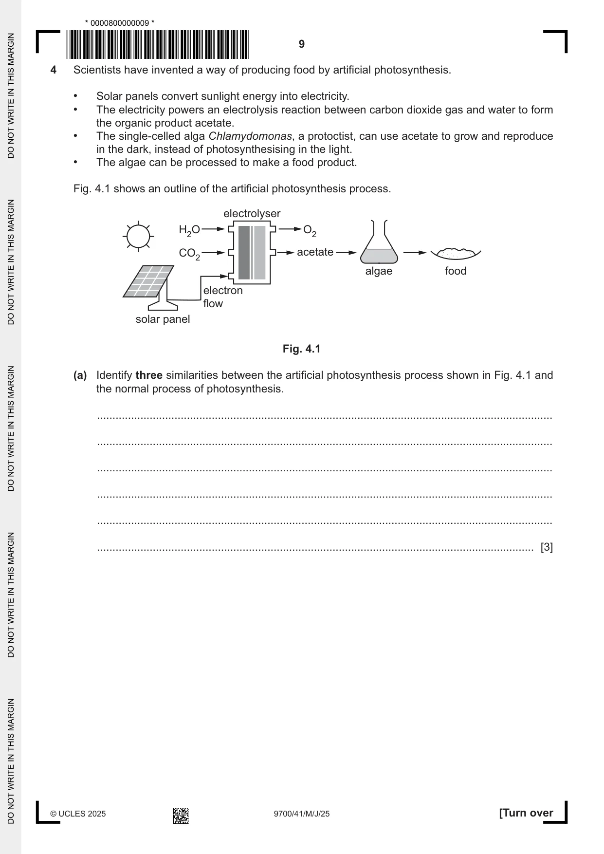 Cambridge A Level Biology 9700 2025 May/June Paper 4 · Variant 1 question paper, page 9 of 24