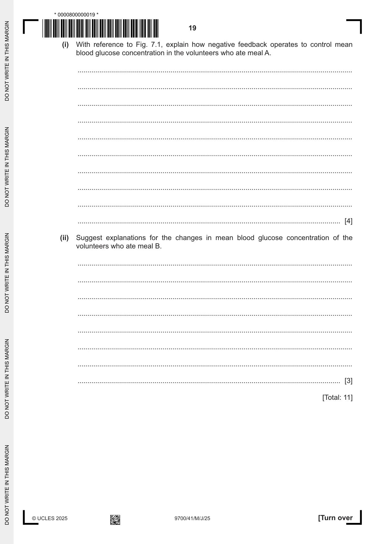 Cambridge A Level Biology 9700 2025 May/June Paper 4 · Variant 1 question paper, page 19 of 24