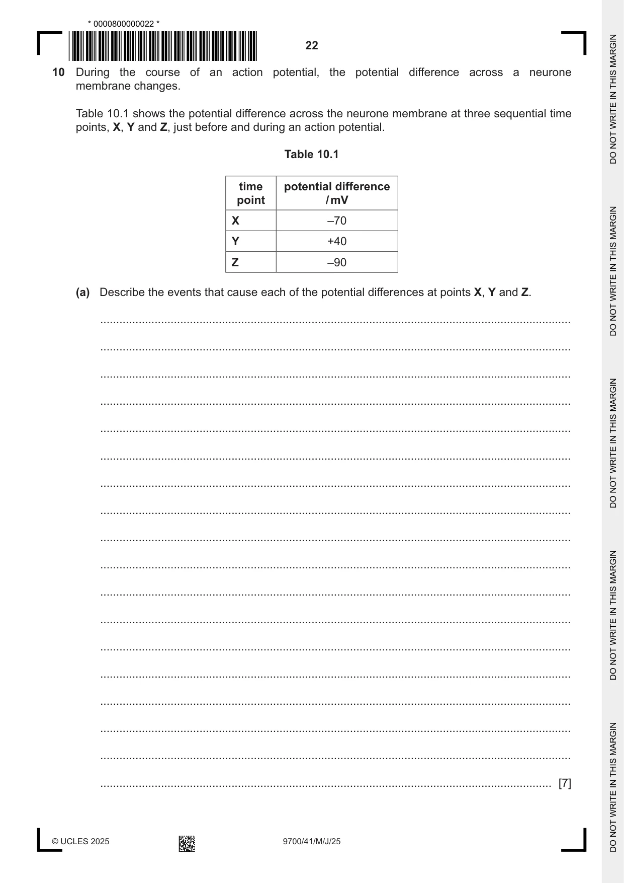 Cambridge A Level Biology 9700 2025 May/June Paper 4 · Variant 1 question paper, page 22 of 24