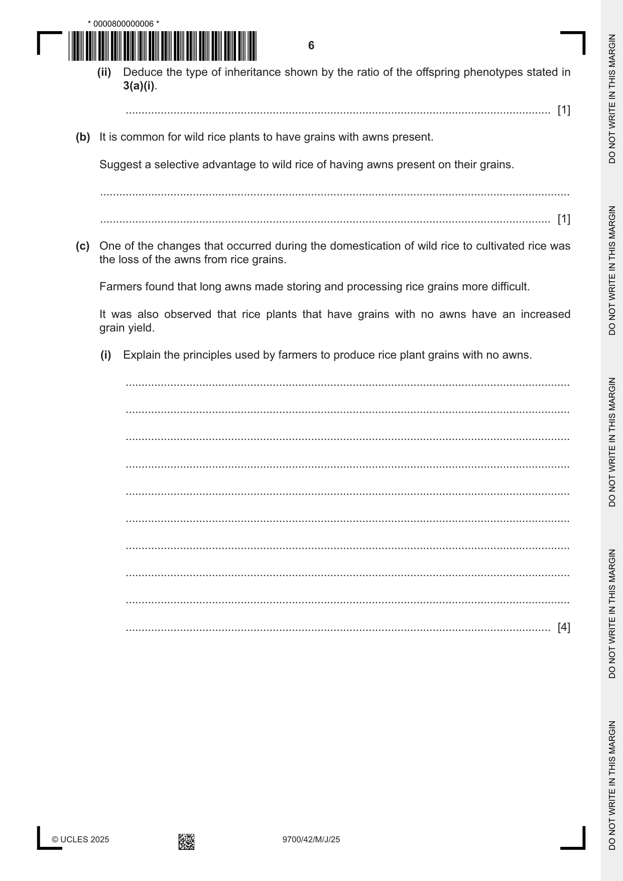 Cambridge A Level Biology 9700 2025 May/June Paper 4 · Variant 2 question paper, page 6 of 24