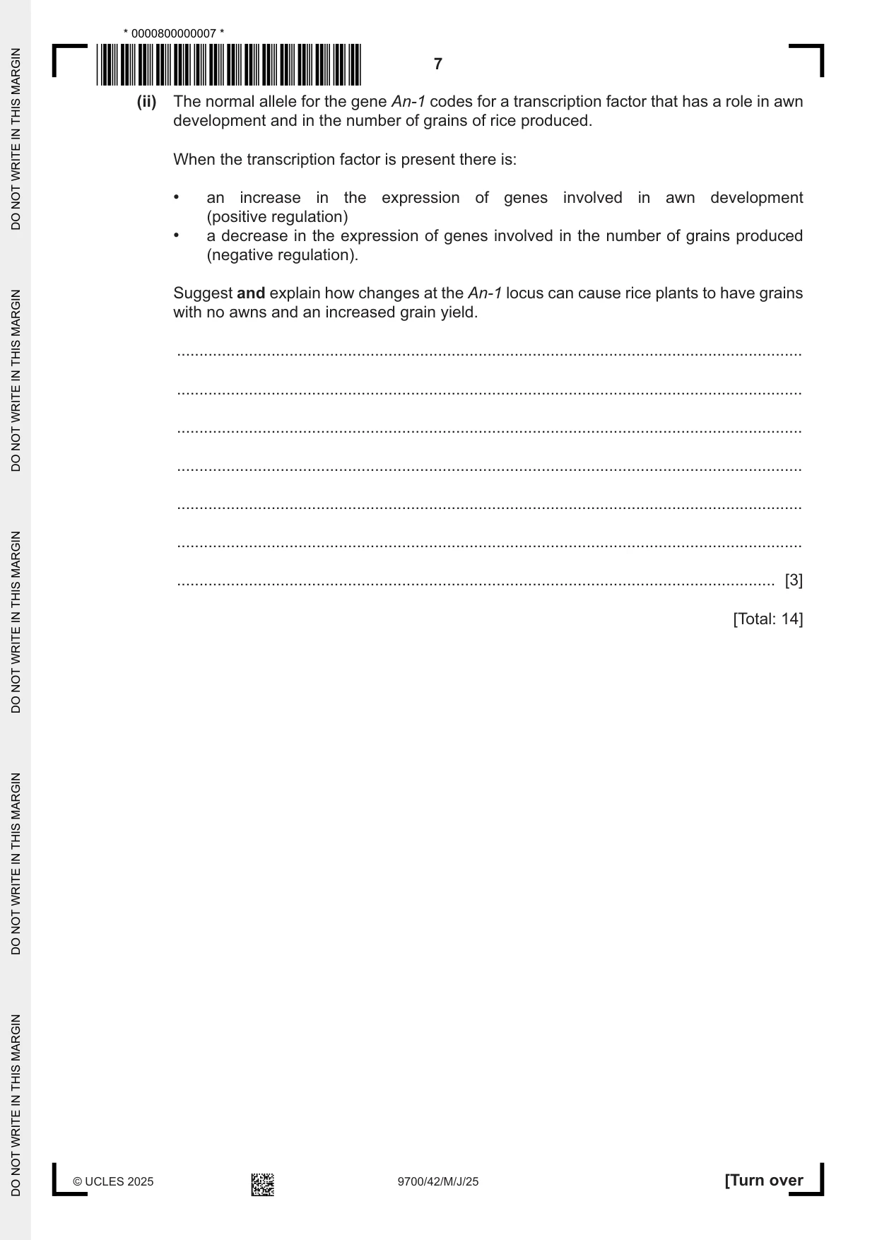 Cambridge A Level Biology 9700 2025 May/June Paper 4 · Variant 2 question paper, page 7 of 24