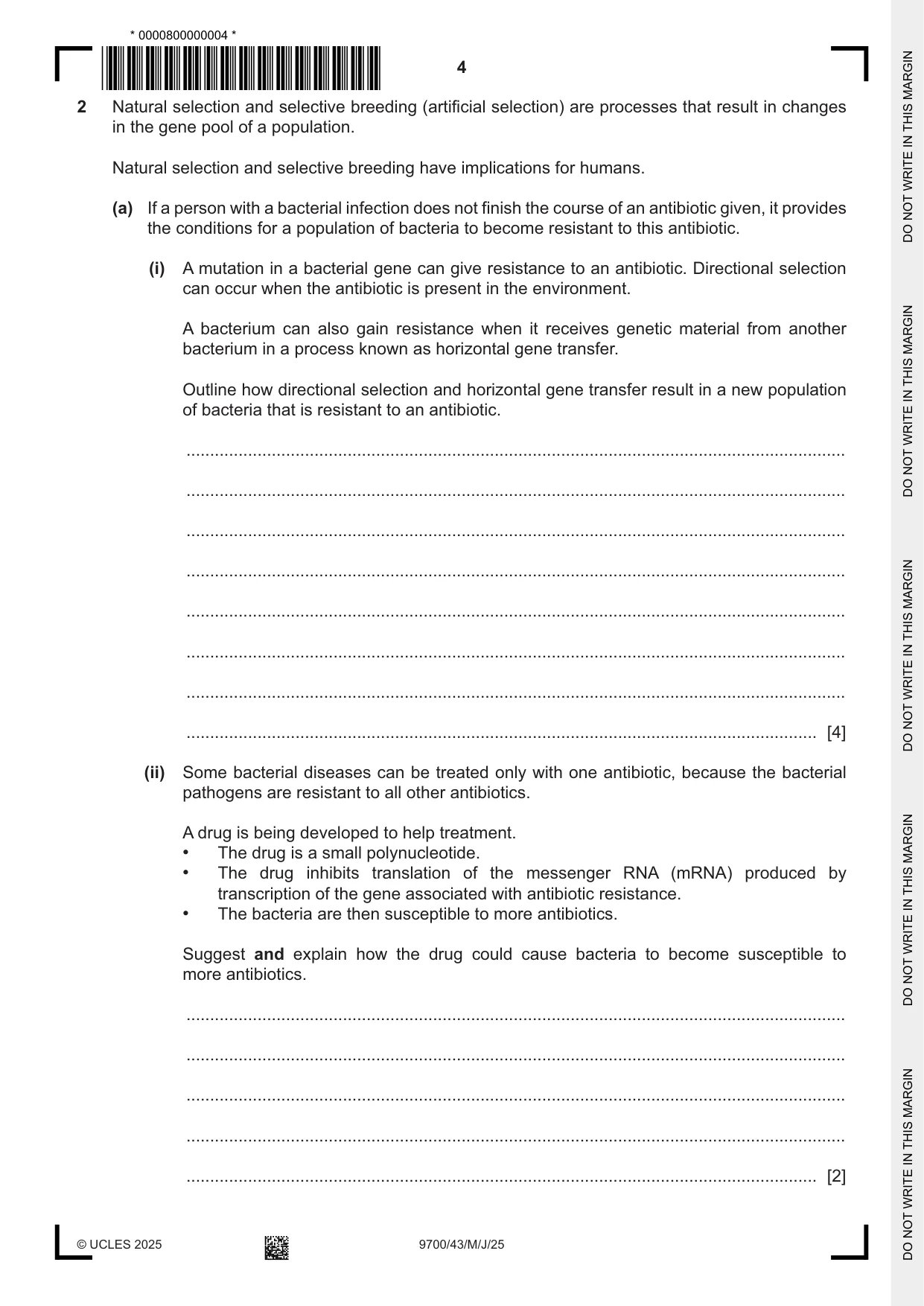 Cambridge A Level Biology 9700 2025 May/June Paper 4 · Variant 3 question paper, page 4 of 24
