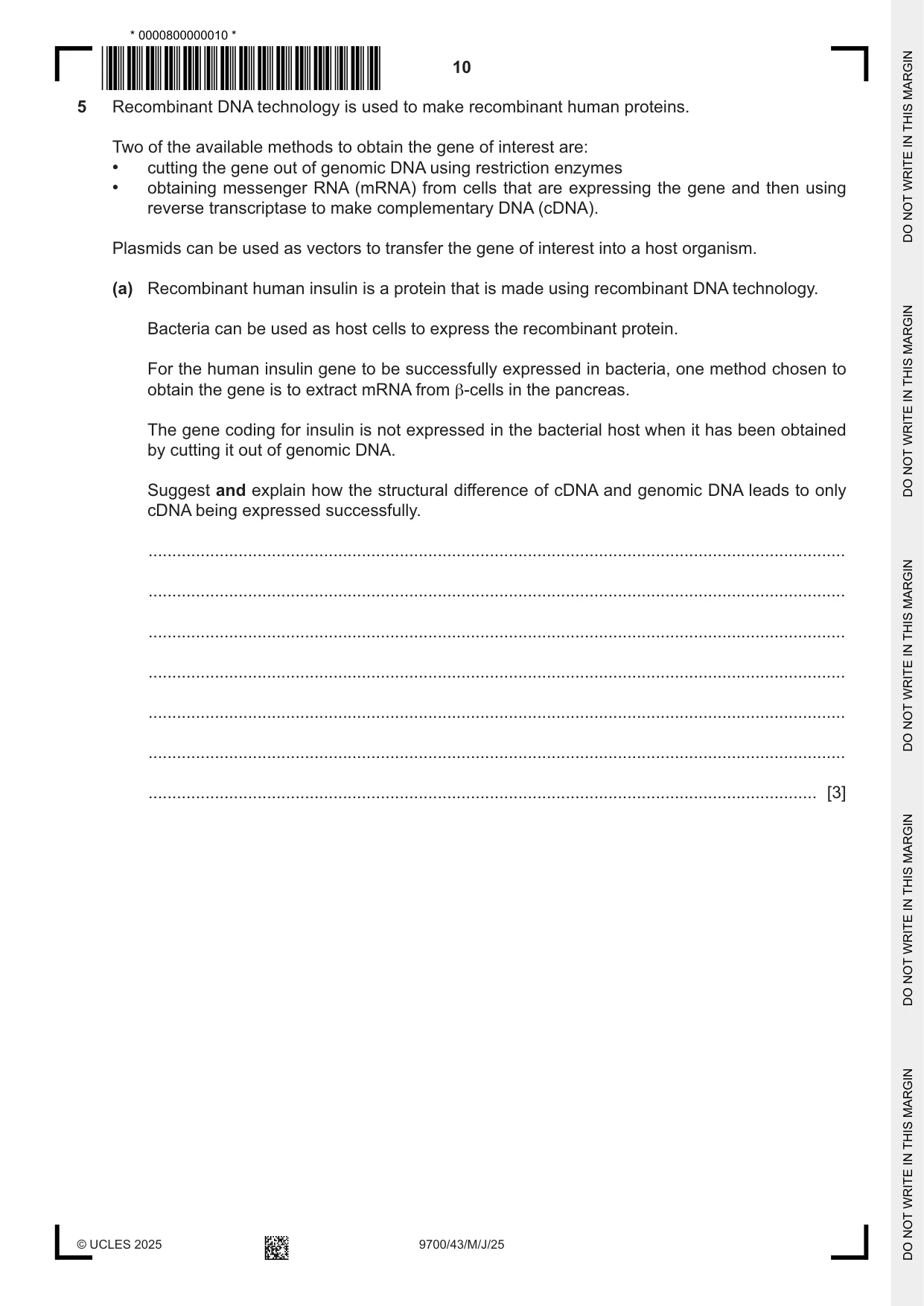 Cambridge A Level Biology 9700 2025 May/June Paper 4 · Variant 3 question paper, page 10 of 24