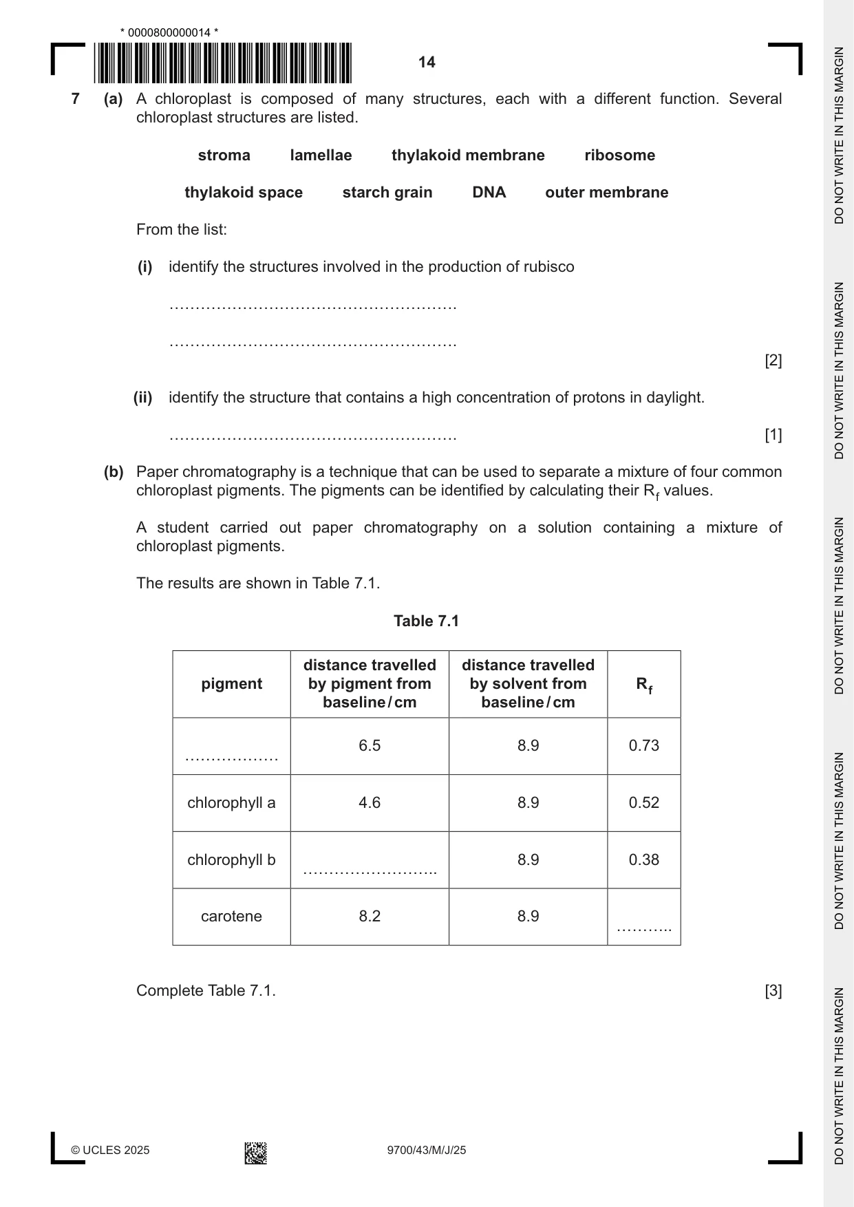 Cambridge A Level Biology 9700 2025 May/June Paper 4 · Variant 3 question paper, page 14 of 24