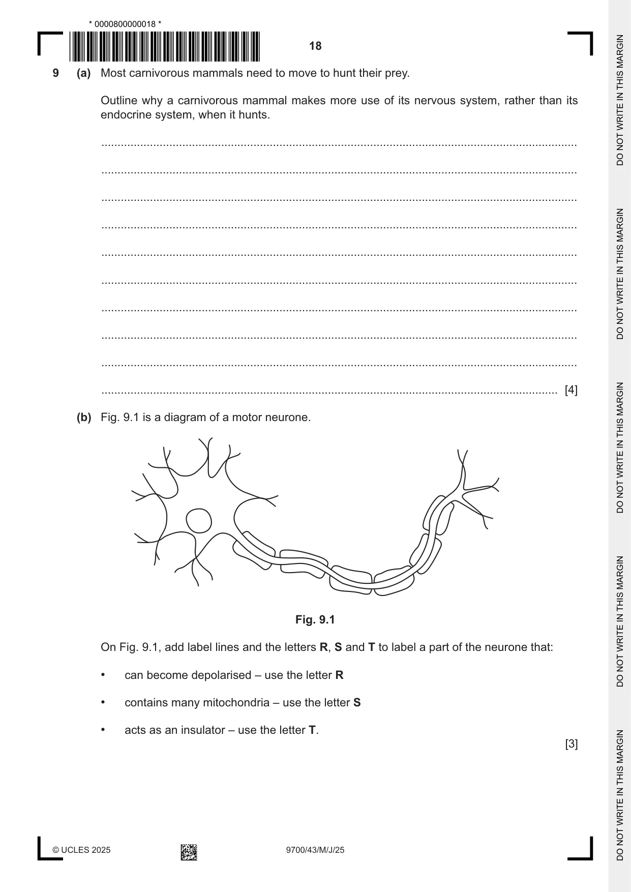 Cambridge A Level Biology 9700 2025 May/June Paper 4 · Variant 3 question paper, page 18 of 24