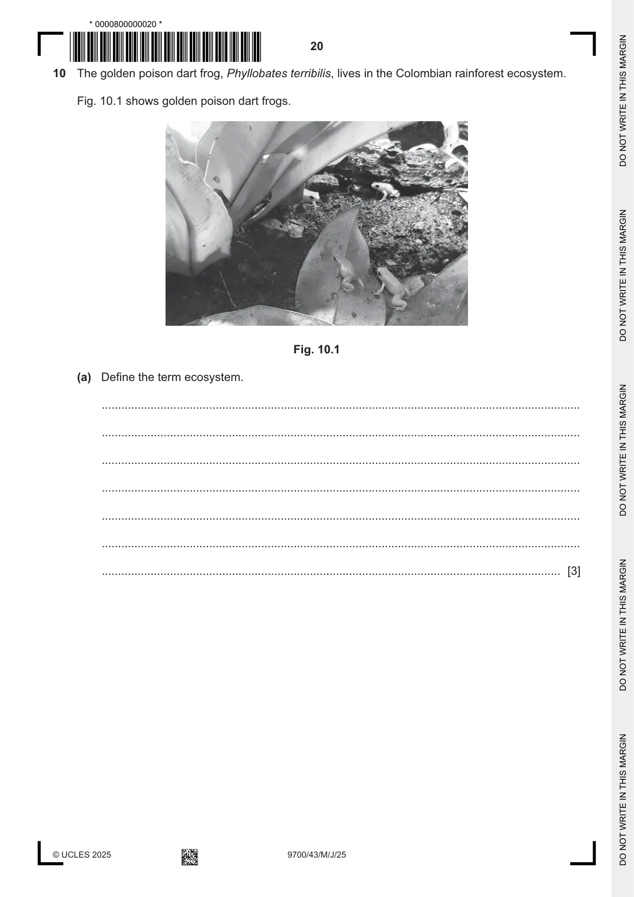 Cambridge A Level Biology 9700 2025 May/June Paper 4 · Variant 3 question paper, page 20 of 24