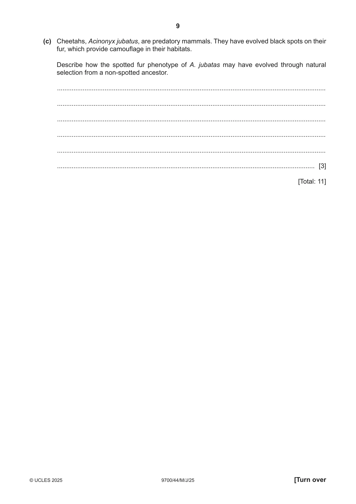 Cambridge A Level Biology 9700 2025 May/June Paper 4 · Variant 4 question paper, page 9 of 24