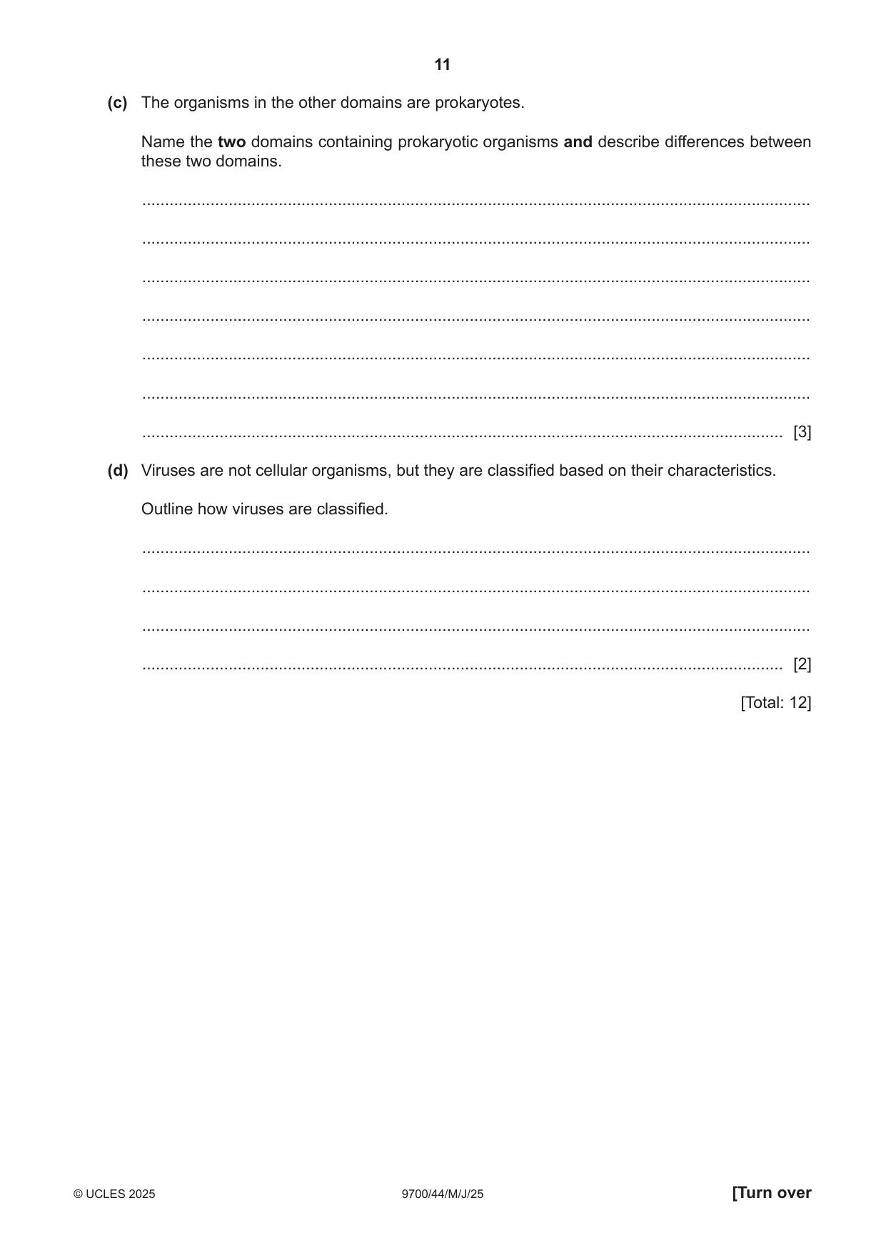 Cambridge A Level Biology 9700 2025 May/June Paper 4 · Variant 4 question paper, page 11 of 24