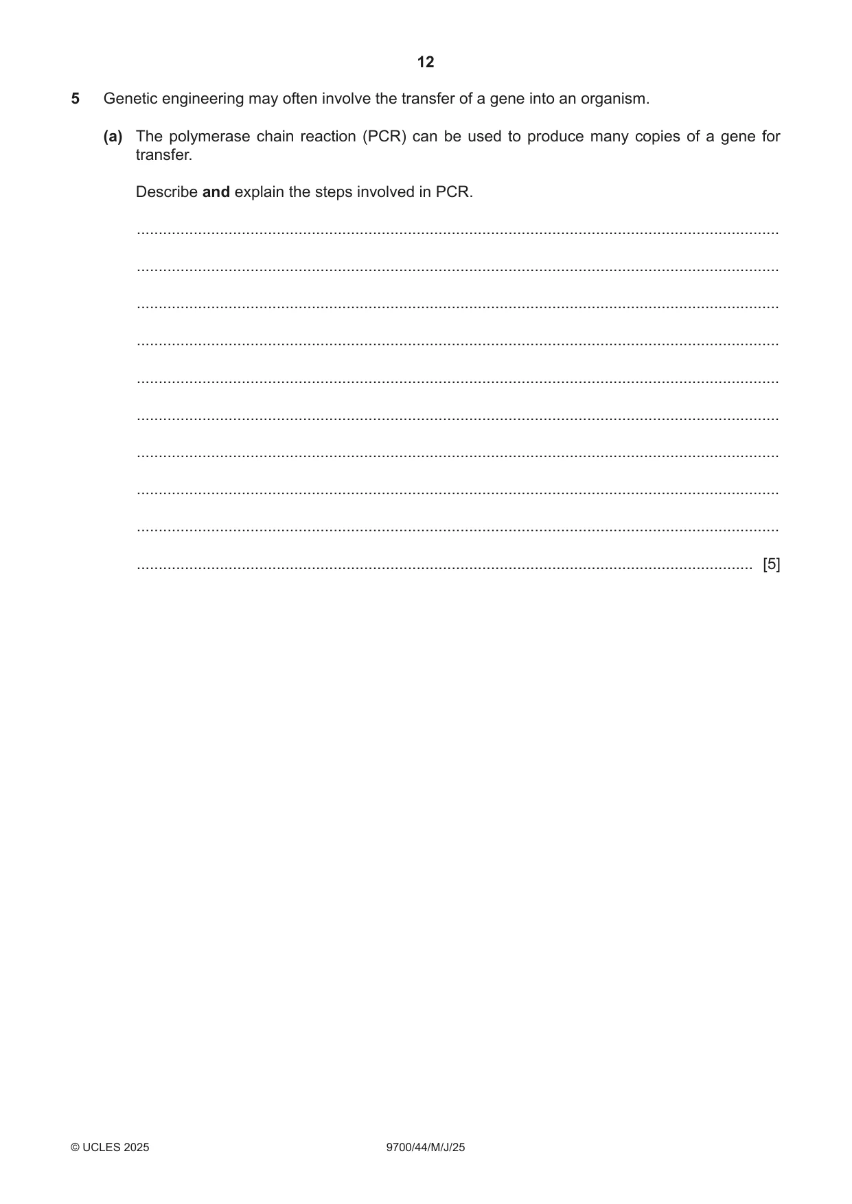 Cambridge A Level Biology 9700 2025 May/June Paper 4 · Variant 4 question paper, page 12 of 24