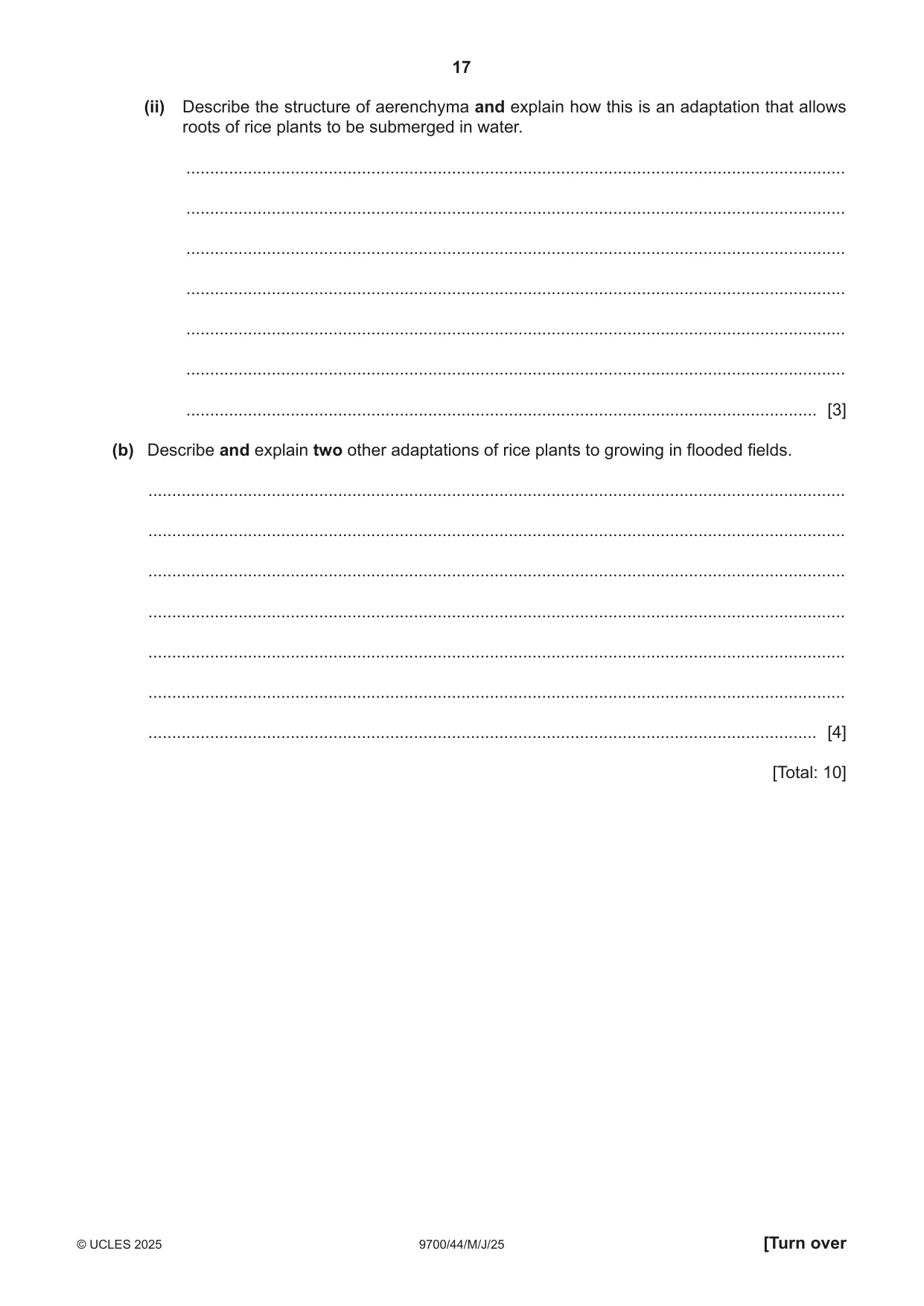 Cambridge A Level Biology 9700 2025 May/June Paper 4 · Variant 4 question paper, page 17 of 24