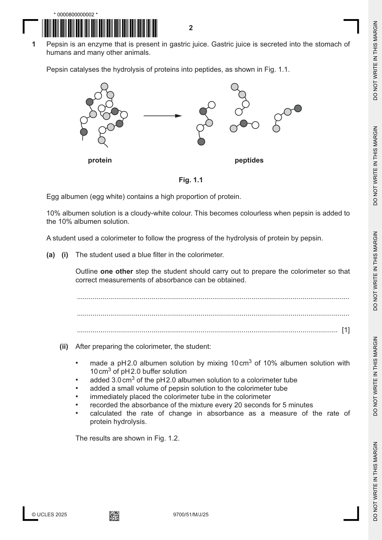Cambridge A Level Biology 9700 2025 May/June Paper 5 · Variant 1 question paper, page 2 of 16